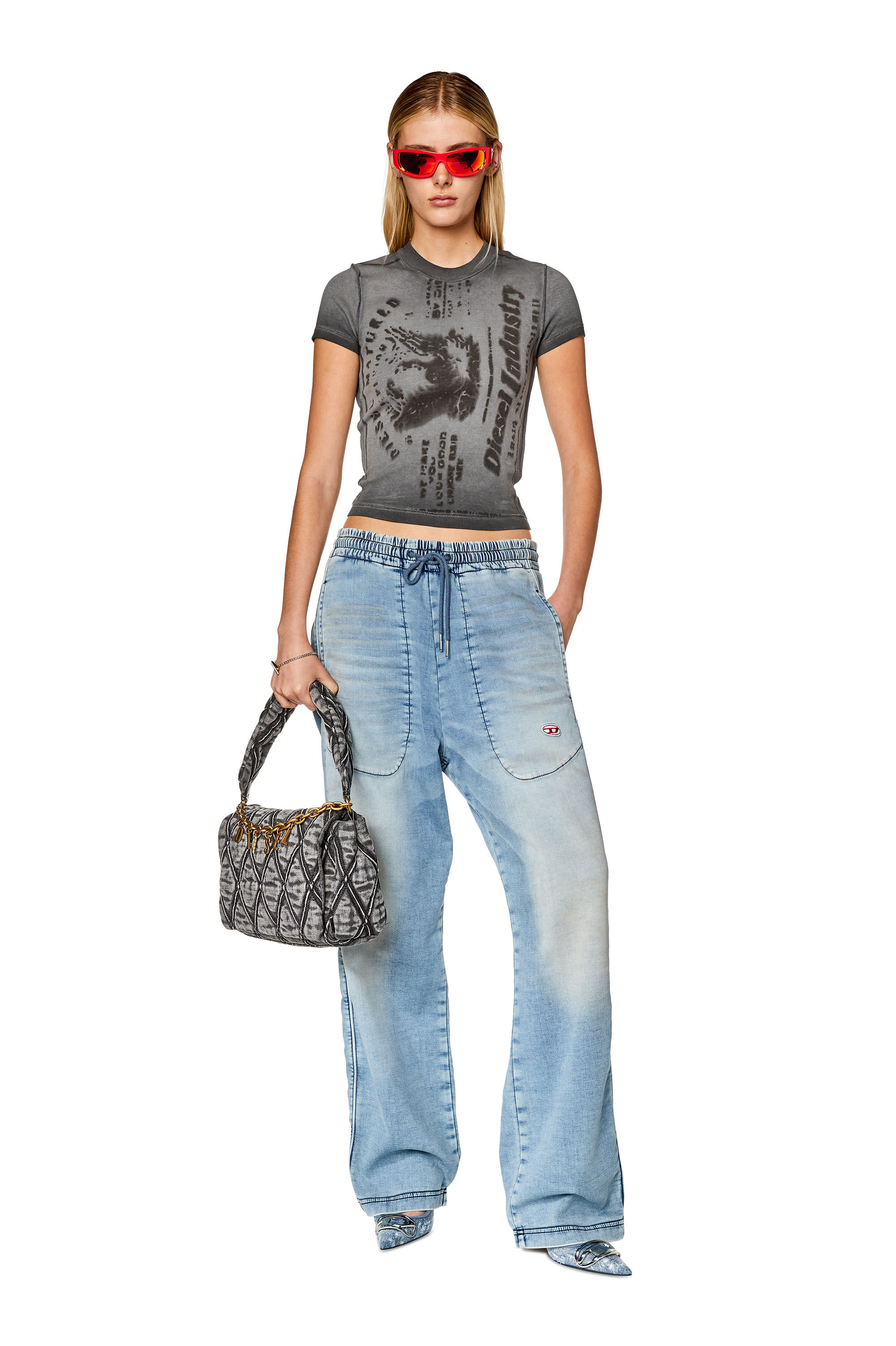 Diesel - Straight D-Martians Track Denim 068FK, Light Blue - Image 1