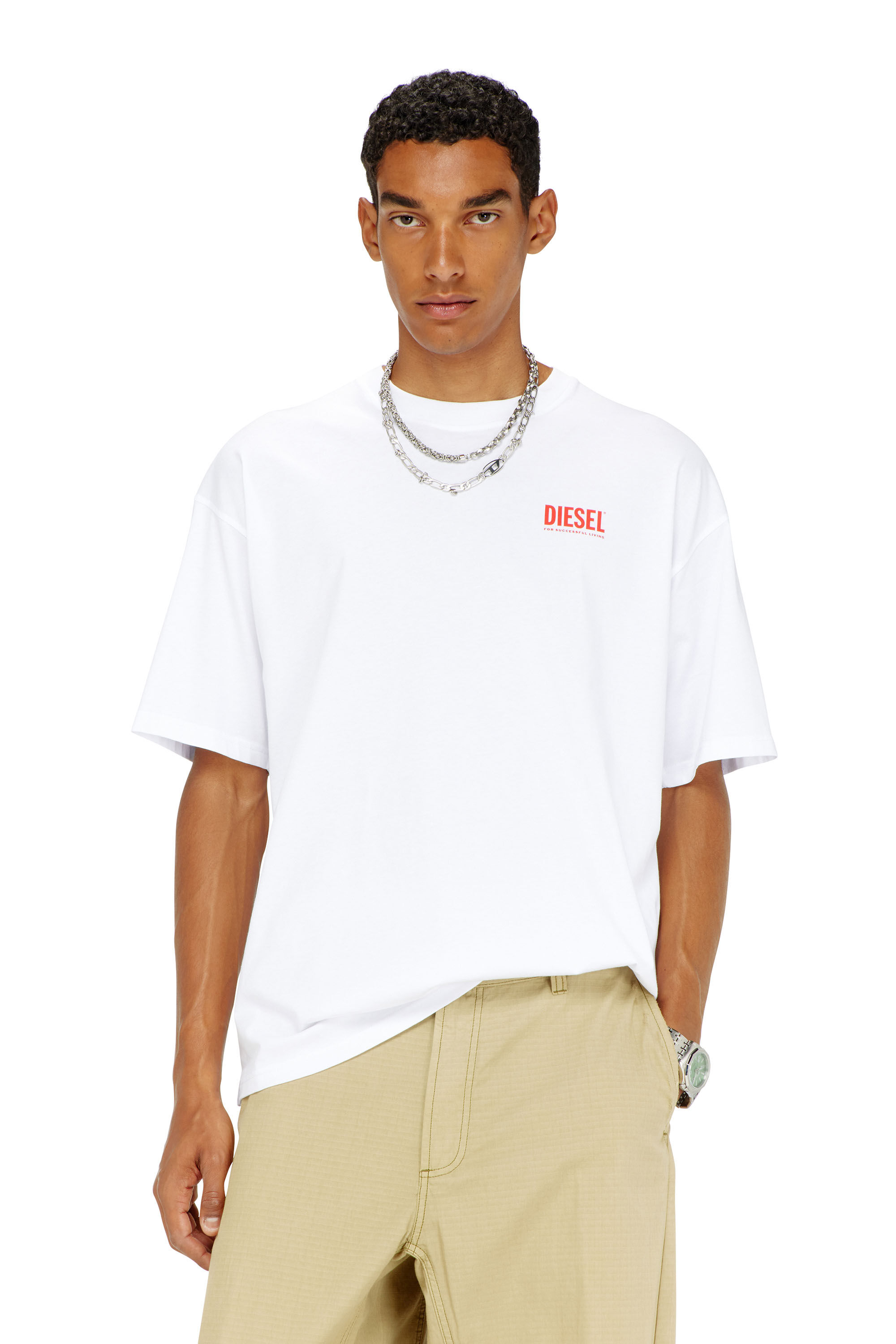 Diesel - T-BOXT-BISK, Man's Cotton T-shirt with Diesel Biscotto print in White - 3