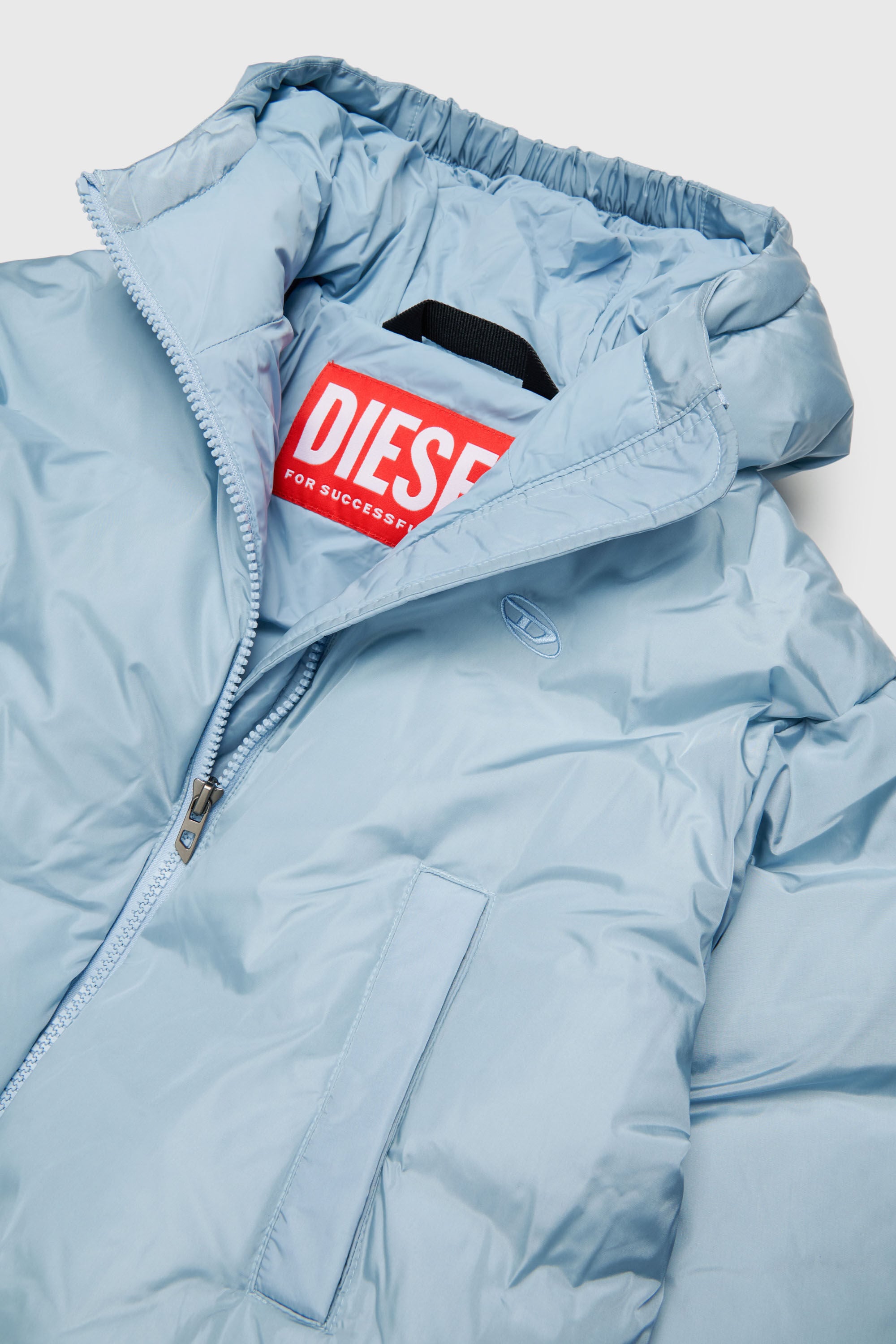 Diesel - JELKYM, Woman's Hooded puffer jacket in Light Blue - 3