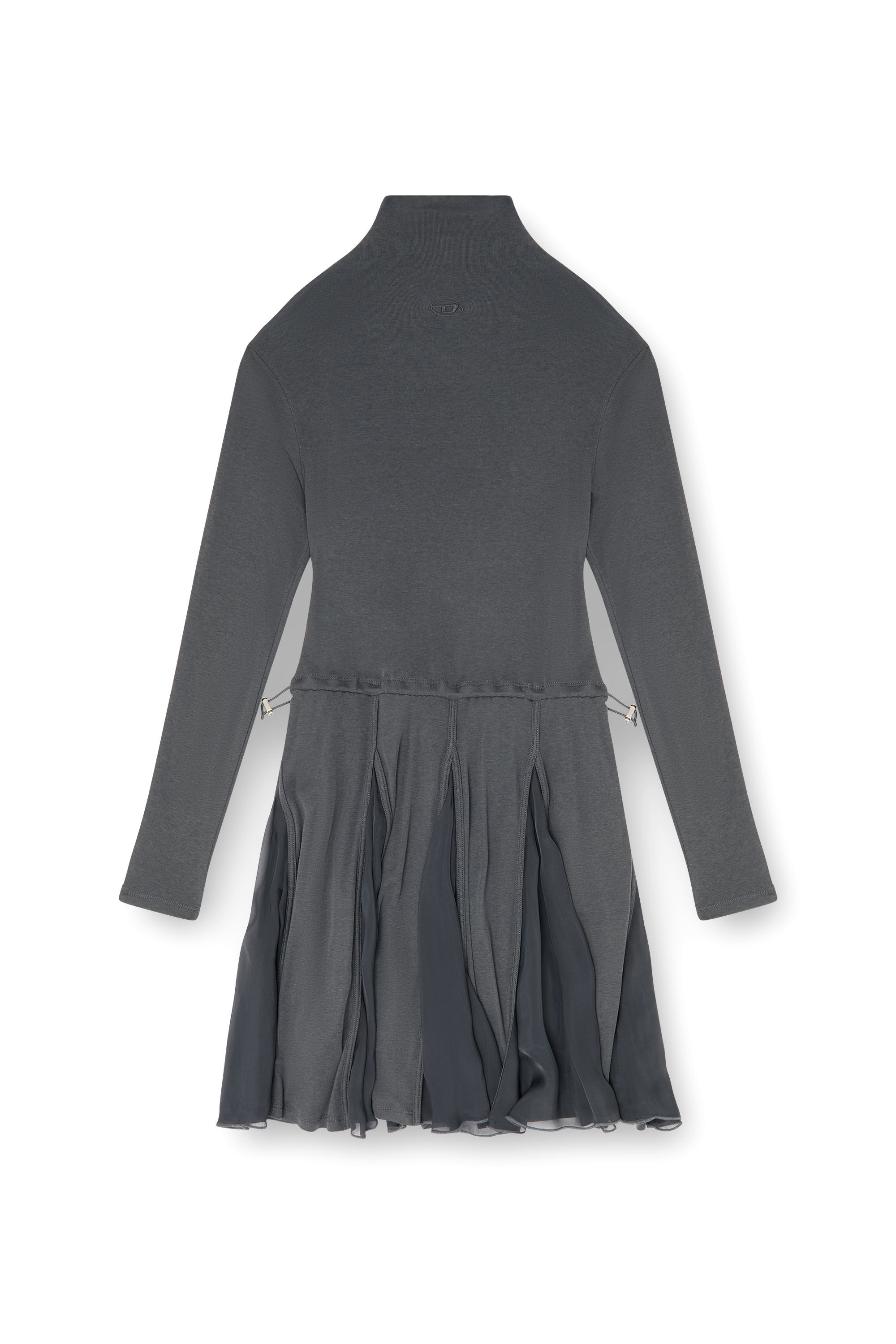 Diesel - D-REI, Woman's Turtleneck mini dress in jersey and chiffon in null - 2