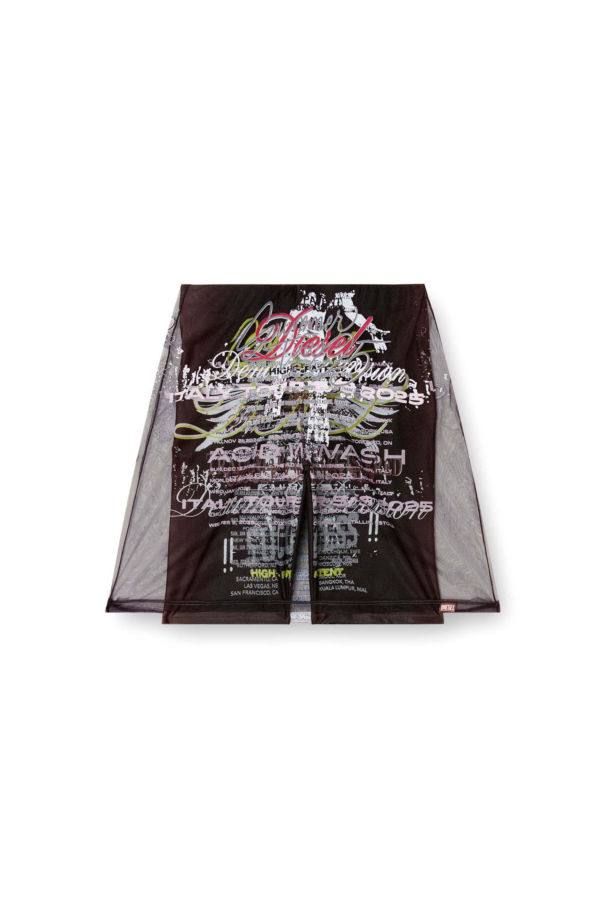 Diesel - O-LYMPIAC-1, Woman's Layered skirt with lyrics print in Black - 2