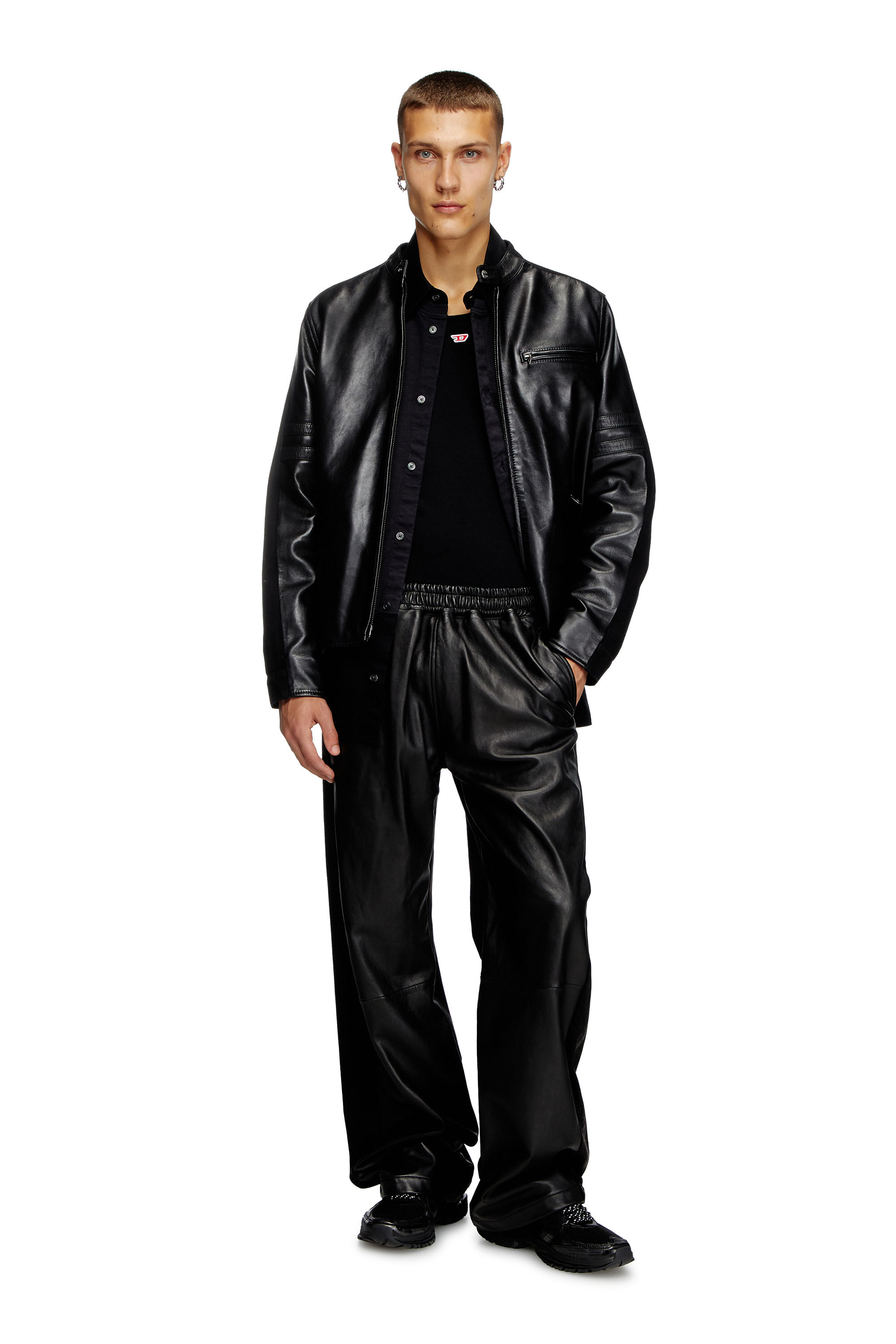 Men's Hybrid denim and leather pants | Black | Diesel