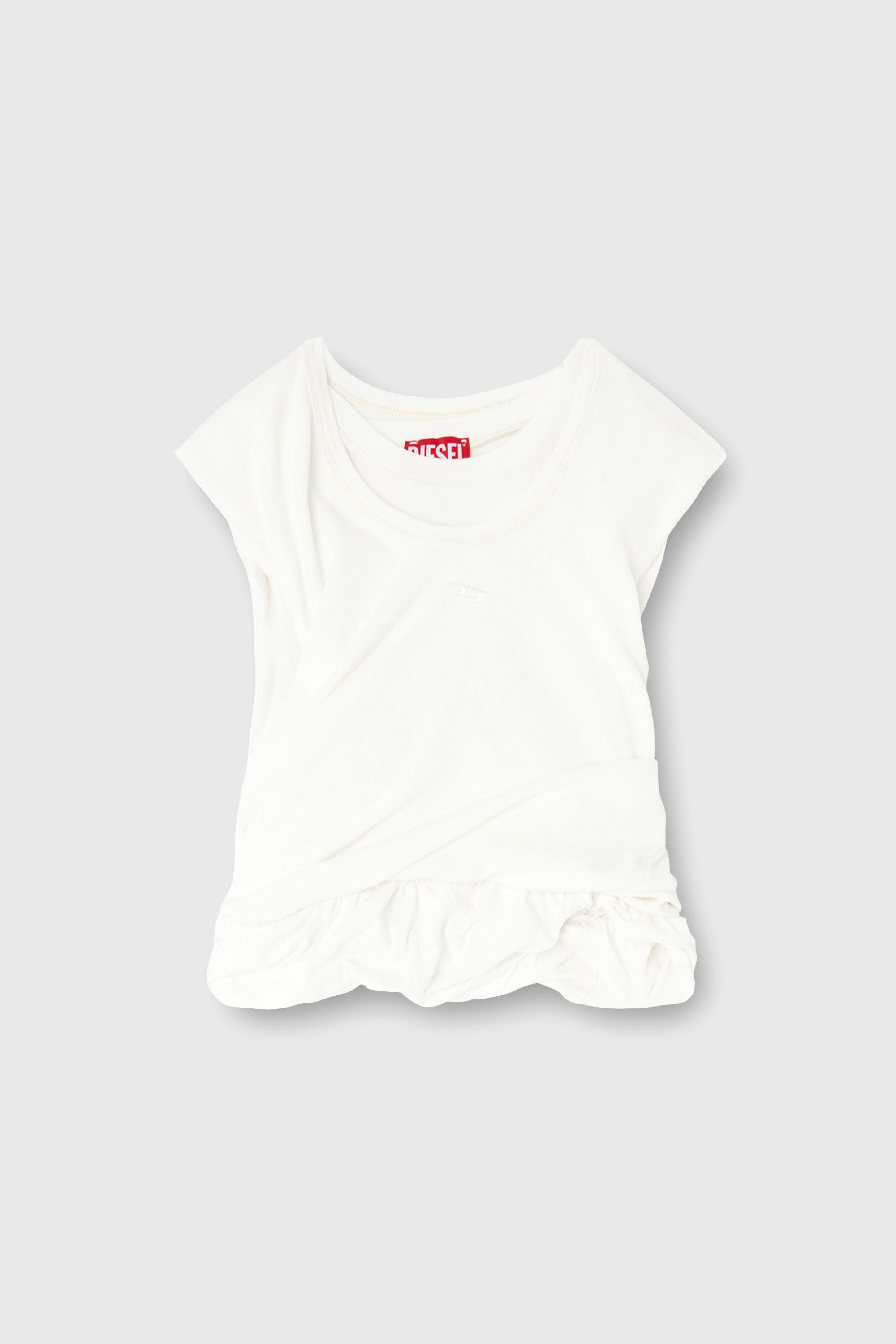 Diesel - T-WISHER-RIB-PL, Woman's Rucked-up tank top in double-layer jersey in White - 2