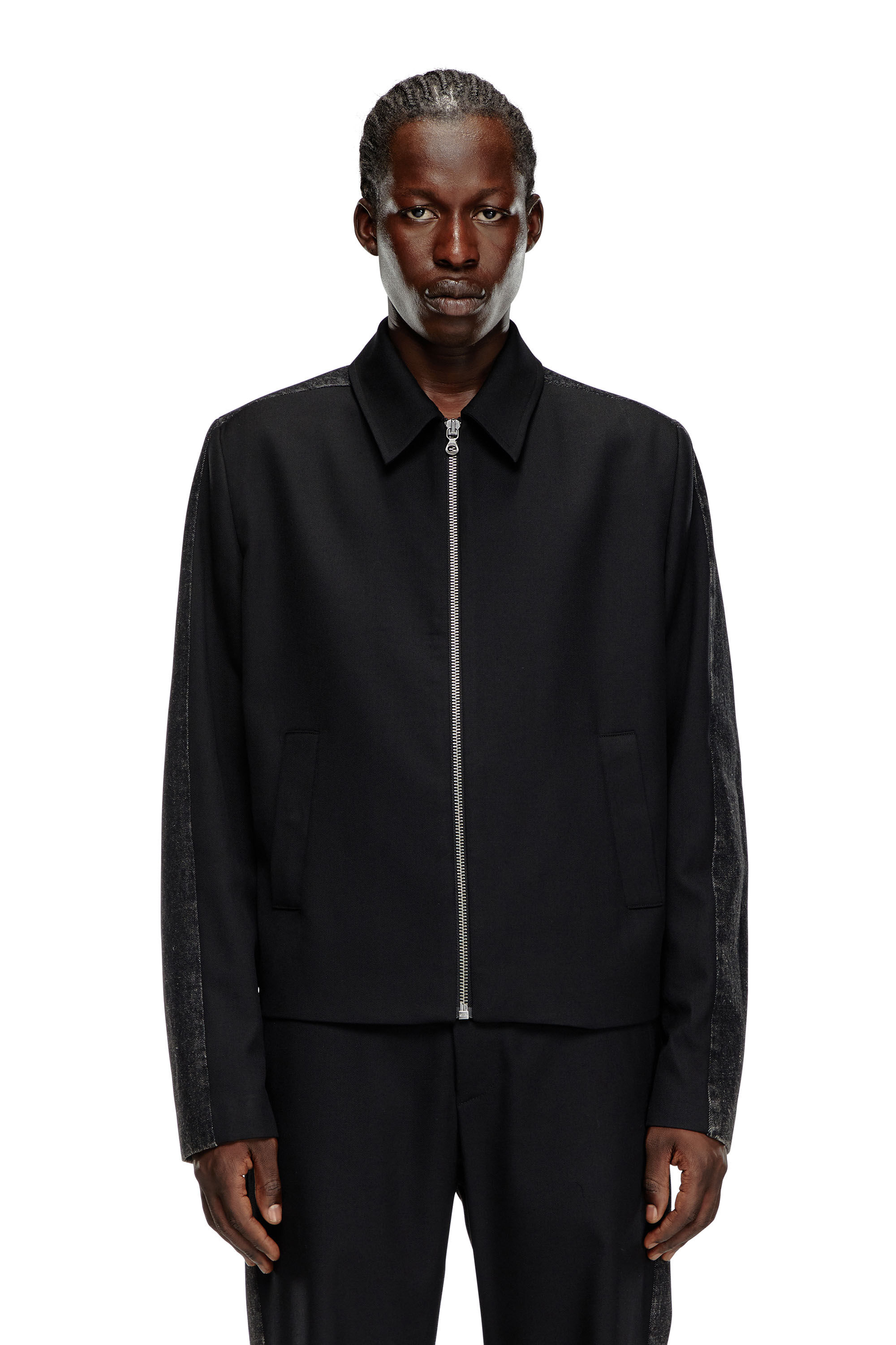 Men's Blouson jacket in wool blend and denim | Black | Diesel