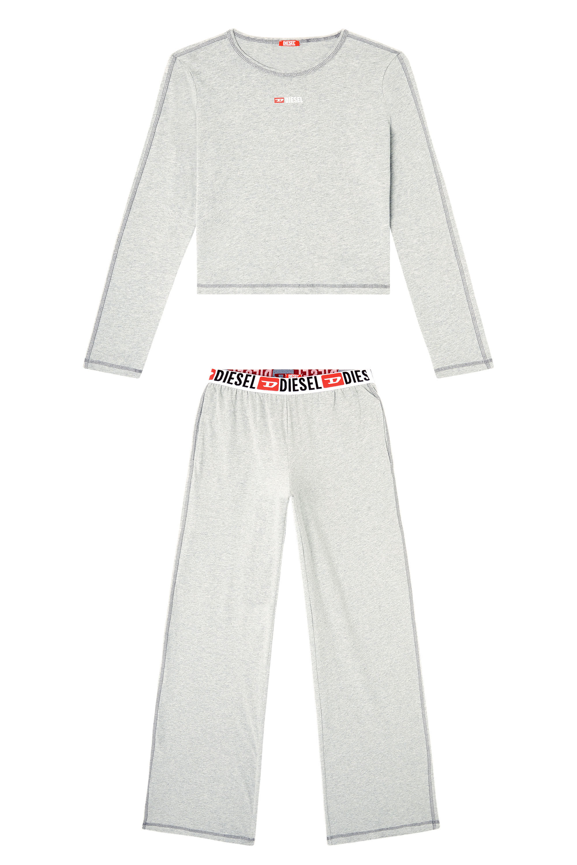 Diesel - SET-GILDA-D-CORE, Woman's Stretch cotton pyjamas in Light Grey - 2