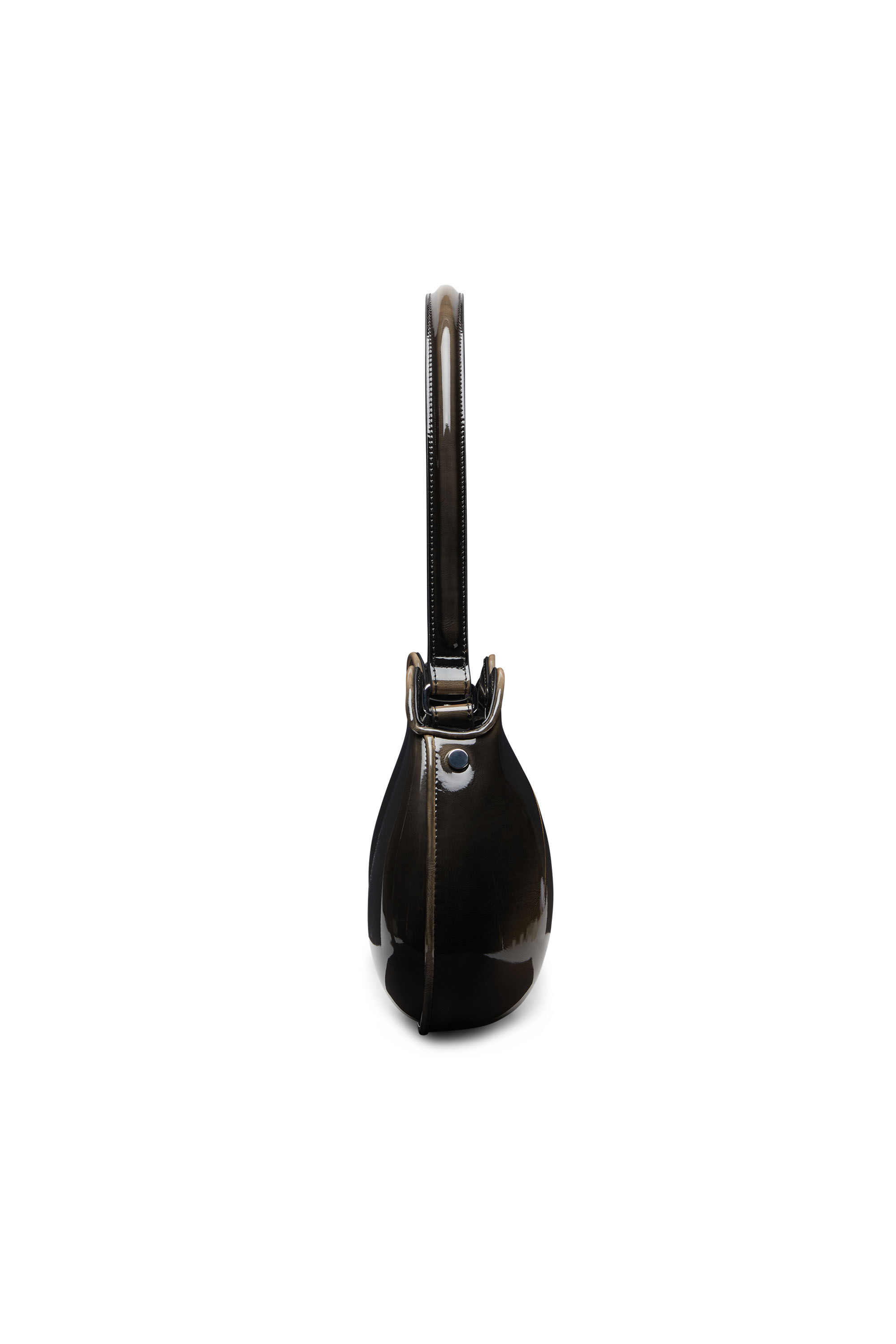 DIESEL☆ Rigid shoulder bag in degrade glossy PU ブラック Women's Double-D-Rigid shoulder bag in dégradé glossy PU