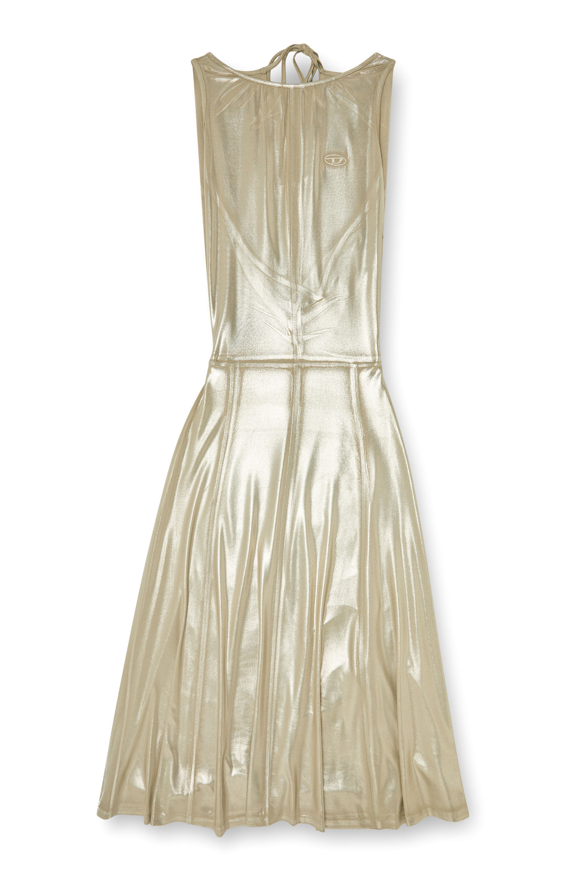 Diesel - D-DYVYNY, Woman's Fluid metallic midi dress with open back in null - 2