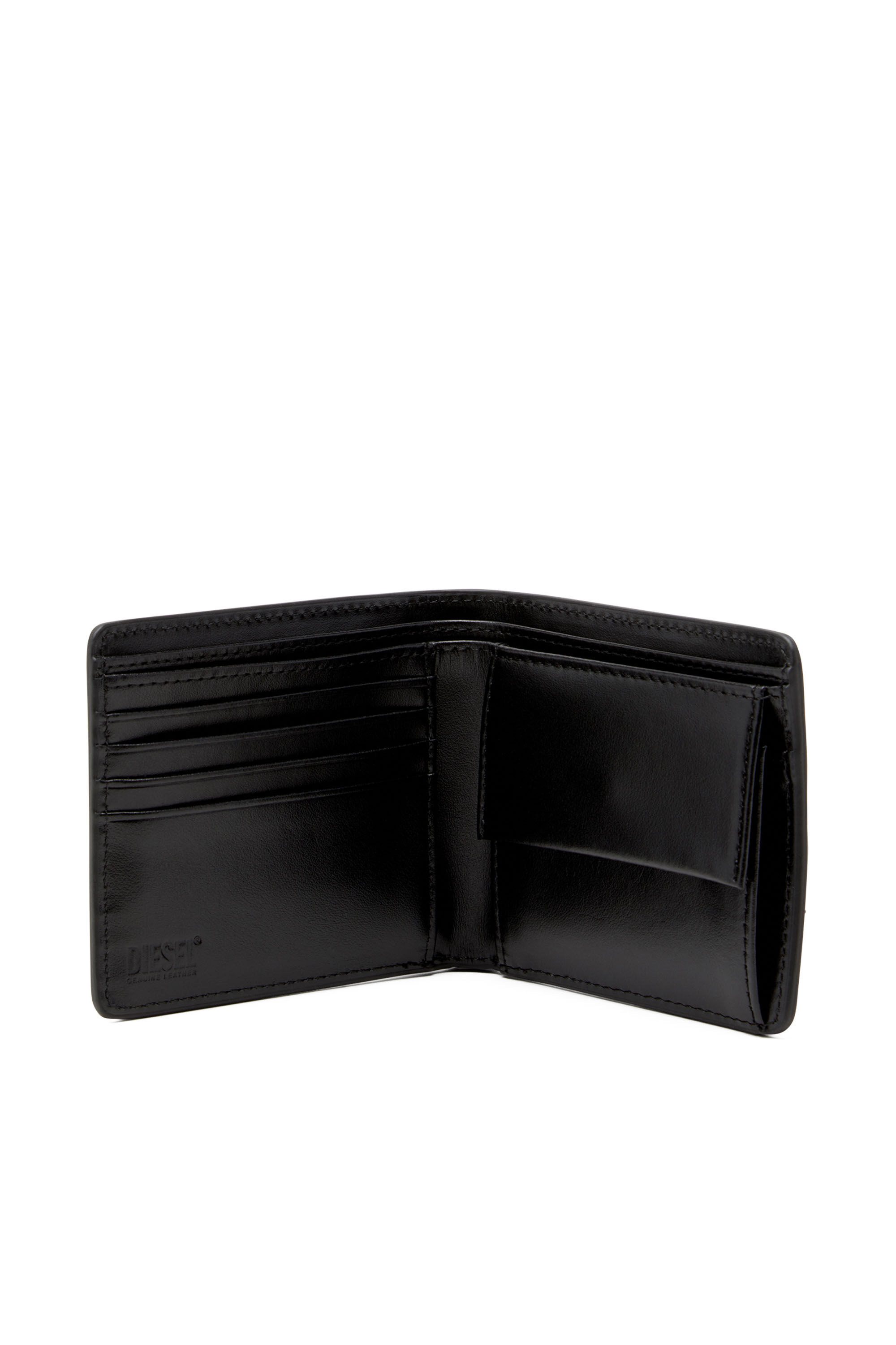 Diesel - PC MONOGRAM BI-FOLD COIN S, Man Bi-fold wallet in monogram leather in Black - Image 3