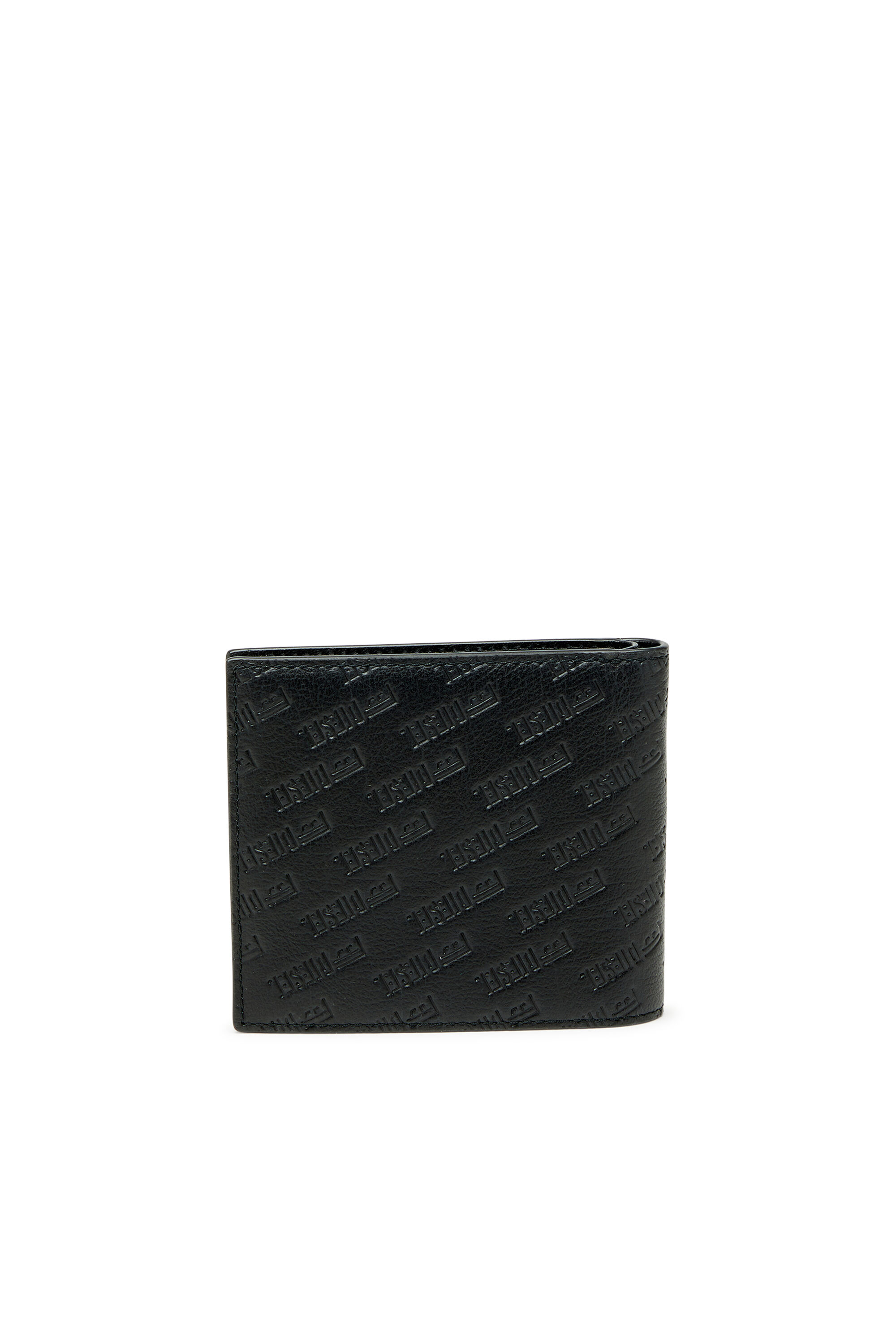 Diesel - MONOGRAM BI-FOLD COIN S 3D, Man's Leather bi-fold wallet with all-over embossed logo in Black - 2