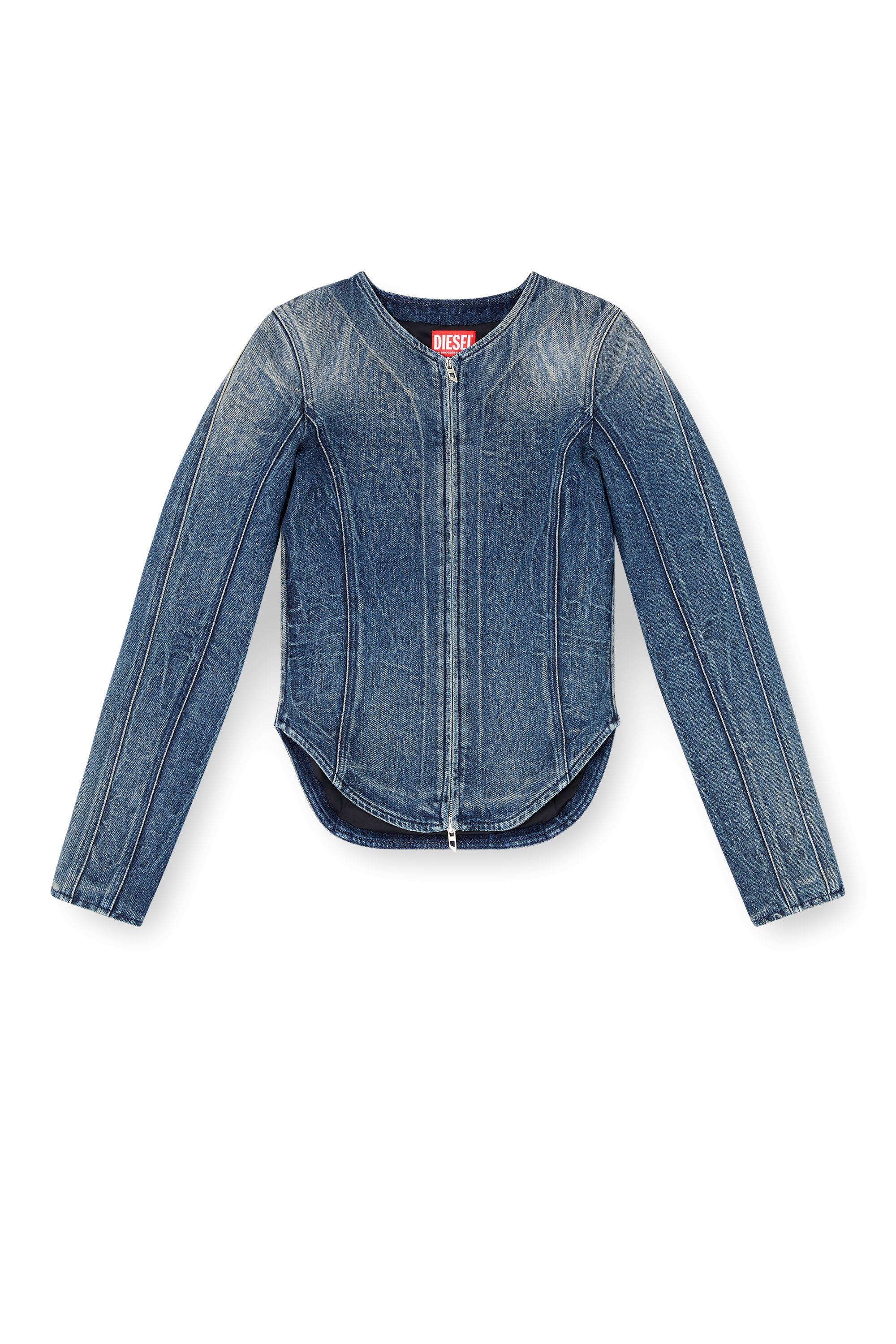 Diesel - DE-GARY-FSG, Woman's Jacket in Ghost Embossed denim in Dark Blue - 2