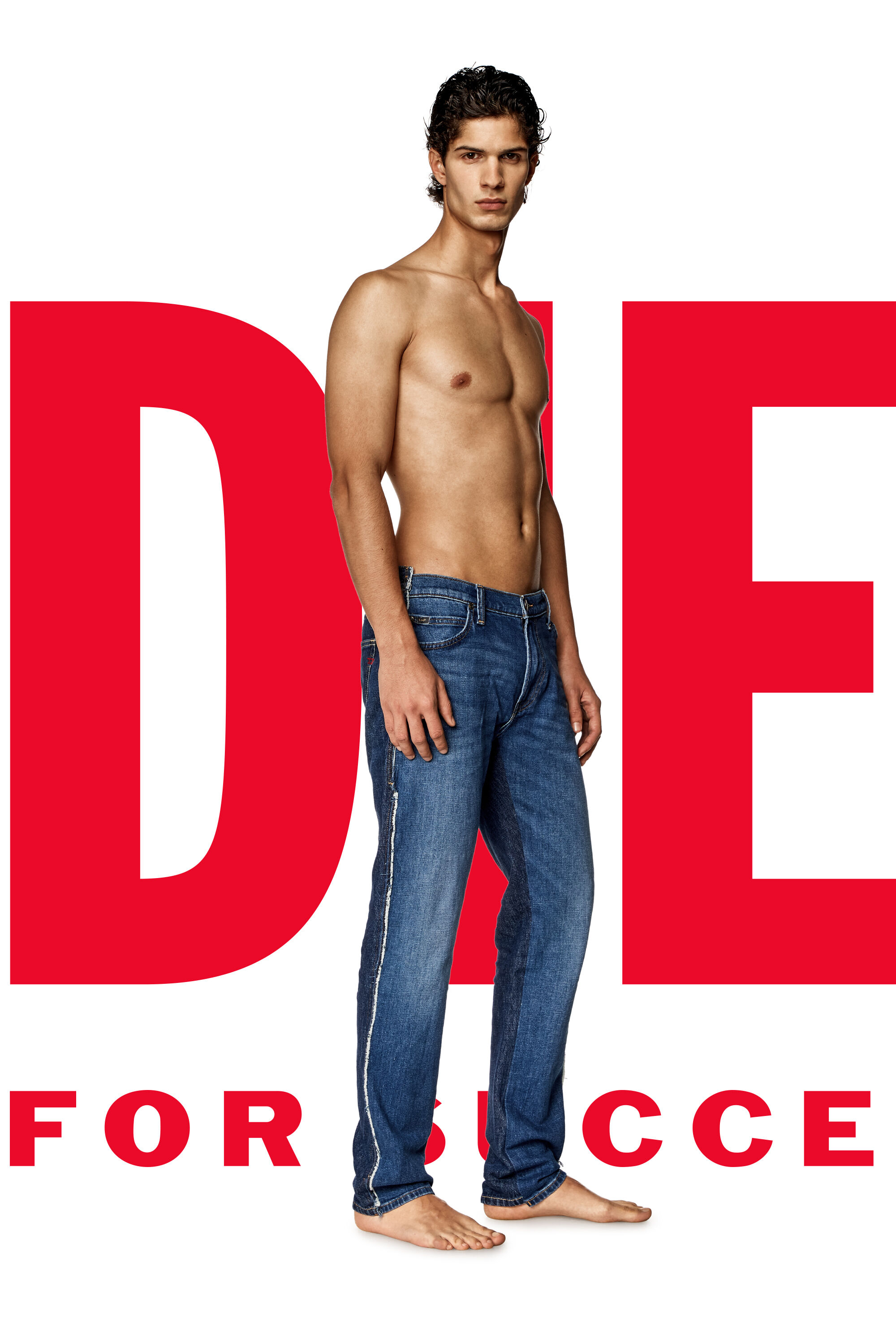 Diesel - Unisex Straight Jeans Dieseloves 04 09K47, Medium blue - Image 1