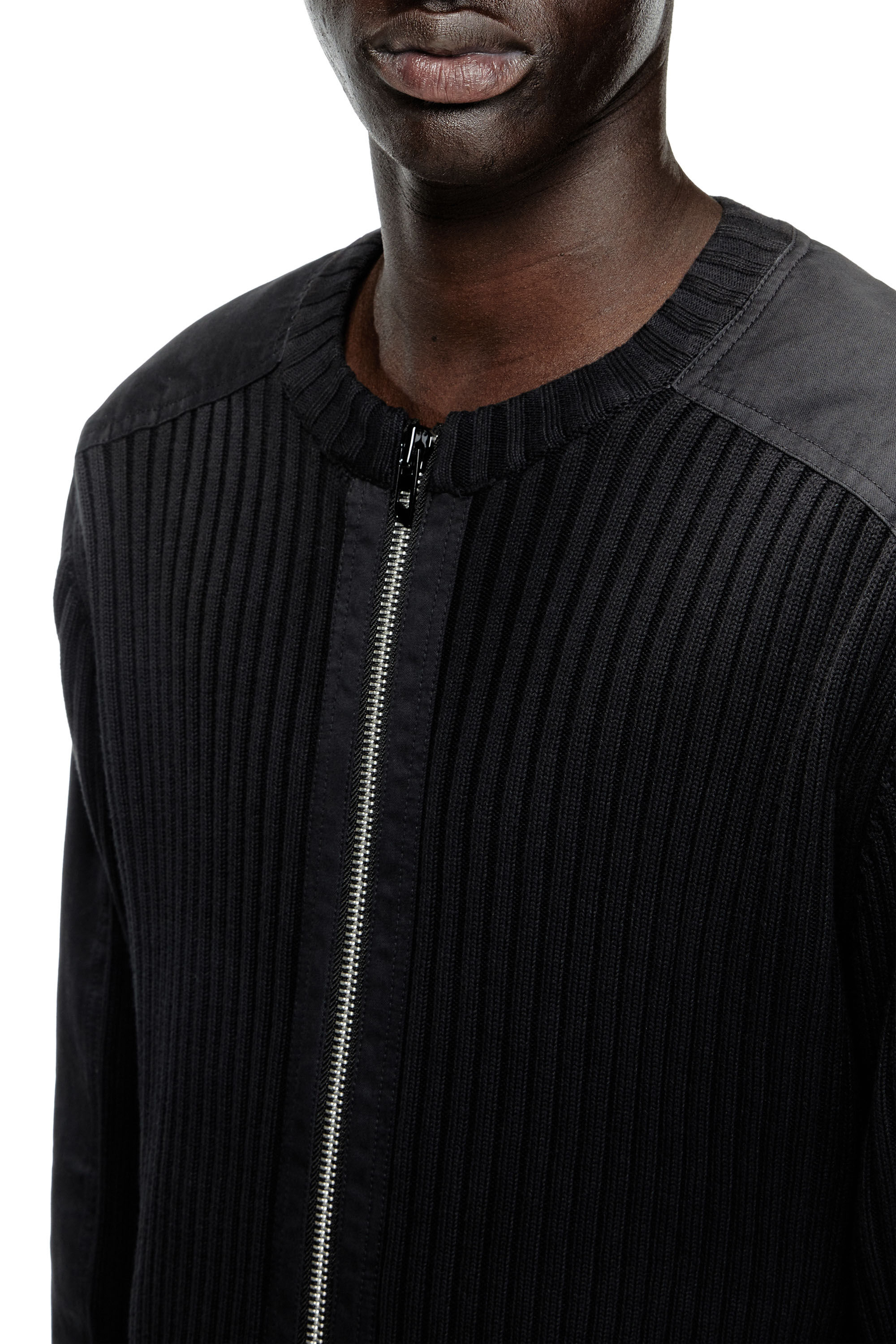 Men's Zipped cardigan with utilitarian panels | Black | Diesel
