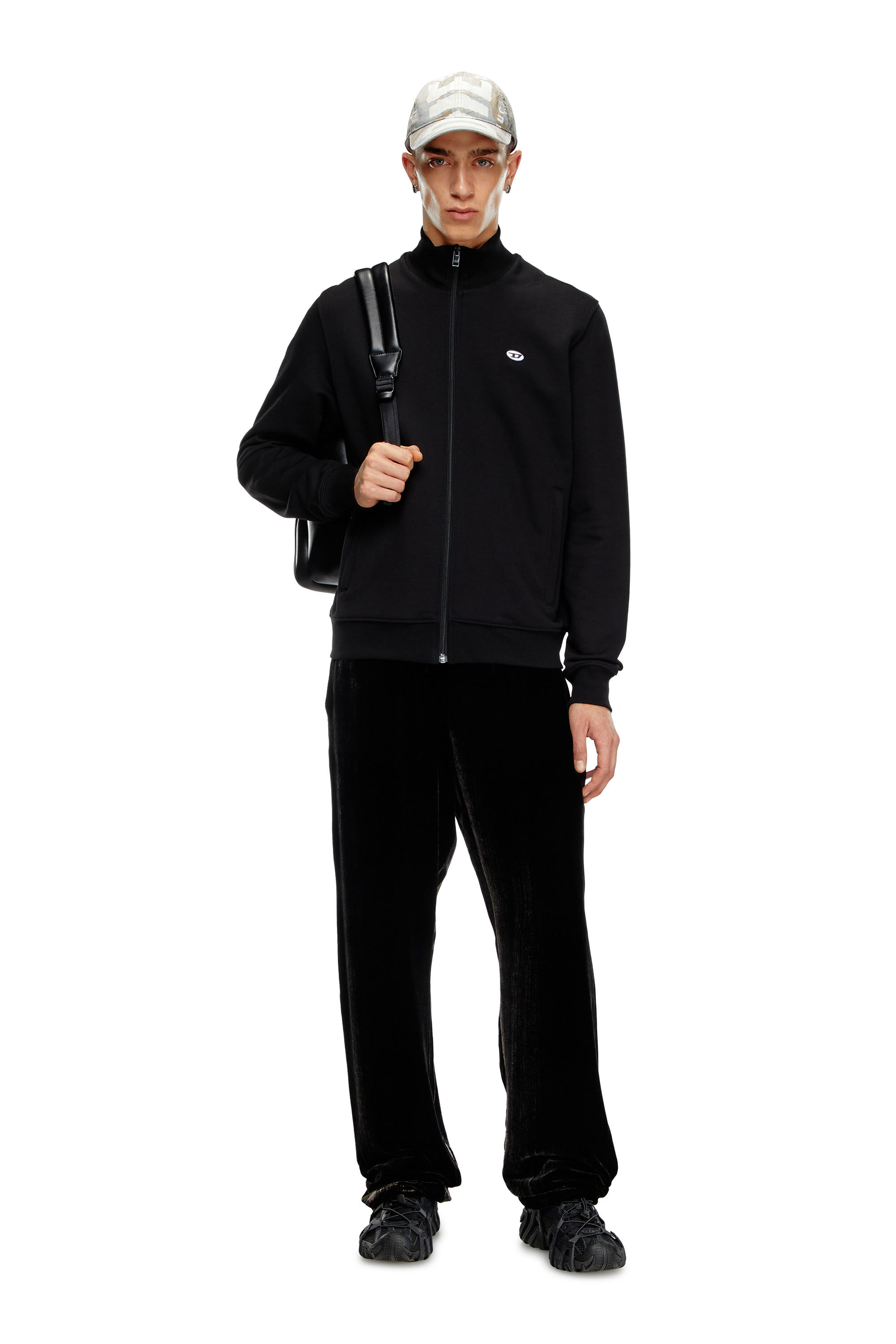Diesel - S-LOCK-DOVAL-PJ, Man Track jacket with Oval D patch in Black - Image 1