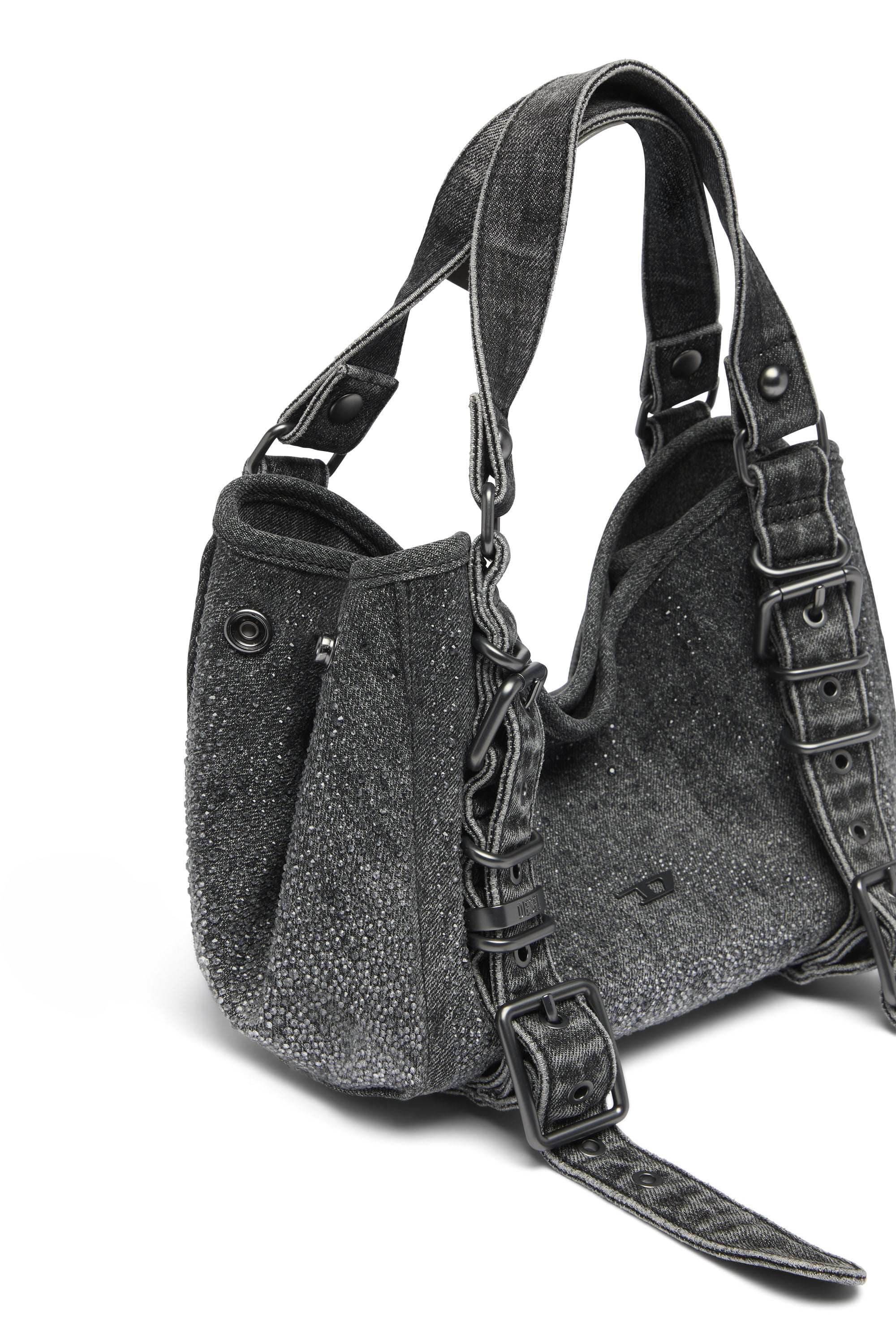 Diesel - D-ONE TOPHANDLE S, Woman's D-One-Small top-handle bag in crystal solarised denim in Black - 5