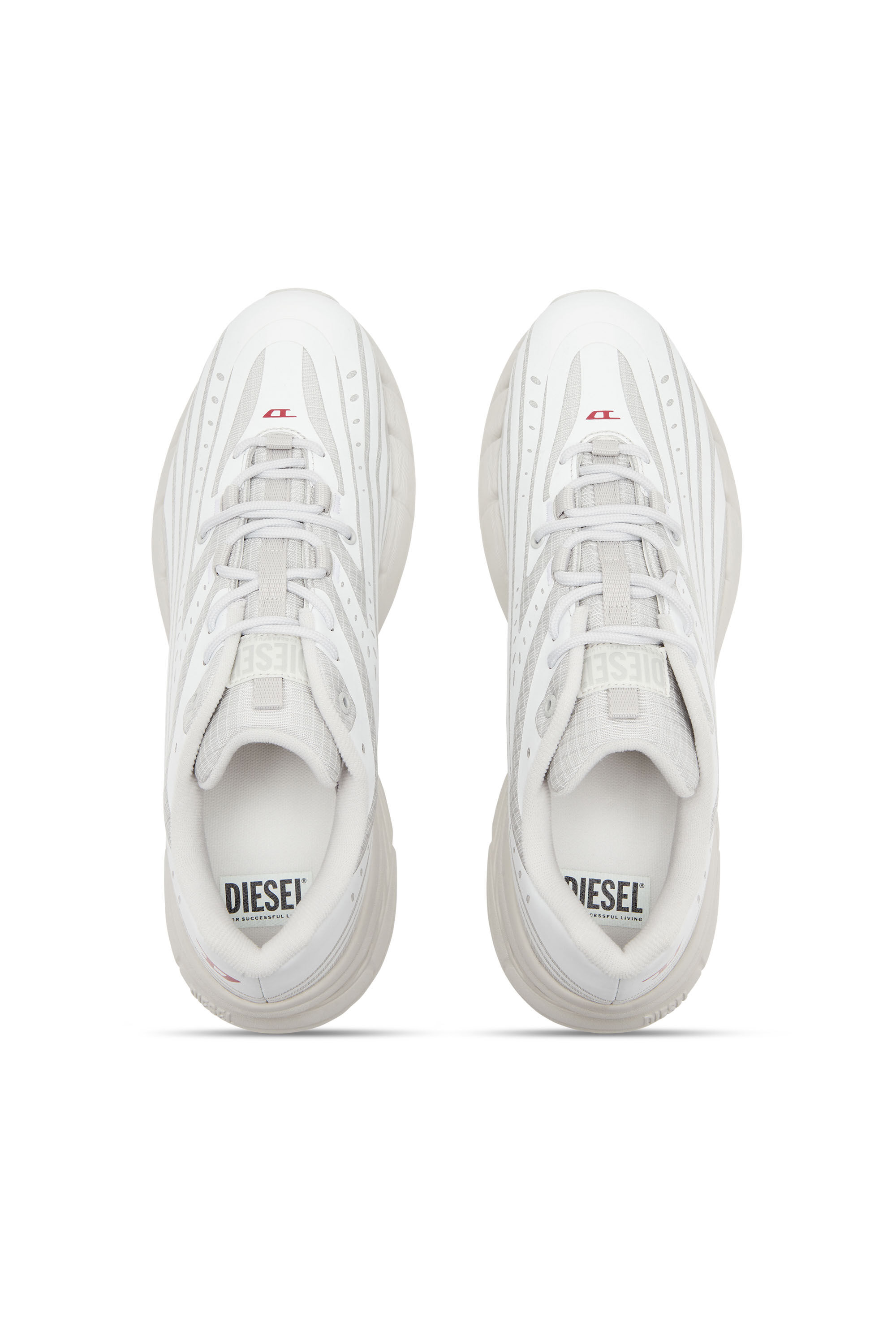 Diesel - D-AIRSPEED LOW, Man's D-Airspeed Low-Striped sneakers in coated ripstop in White/Grey - 4