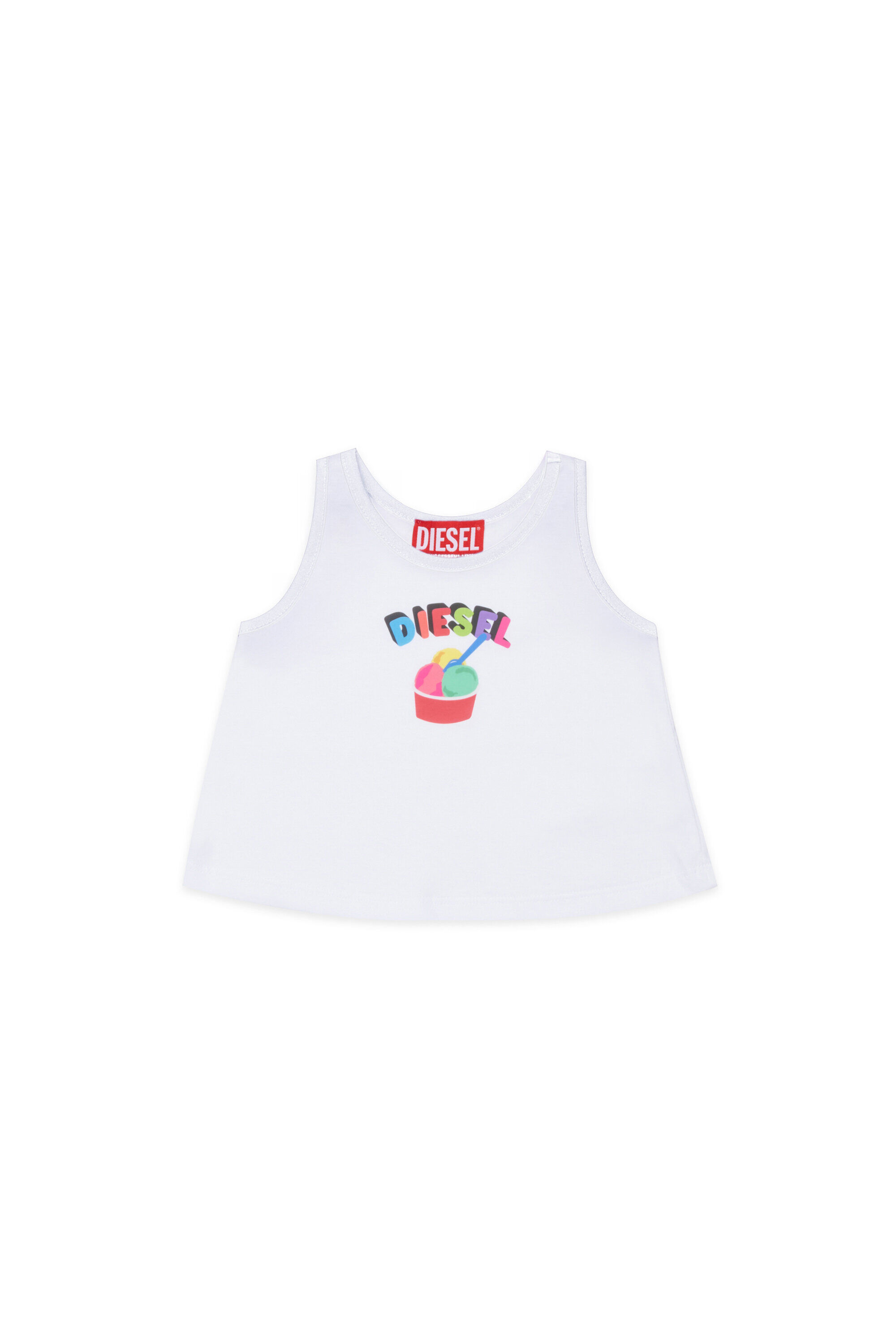 Diesel - MTICEB, Woman's Cotton tank top with ice cream print in White - 1
