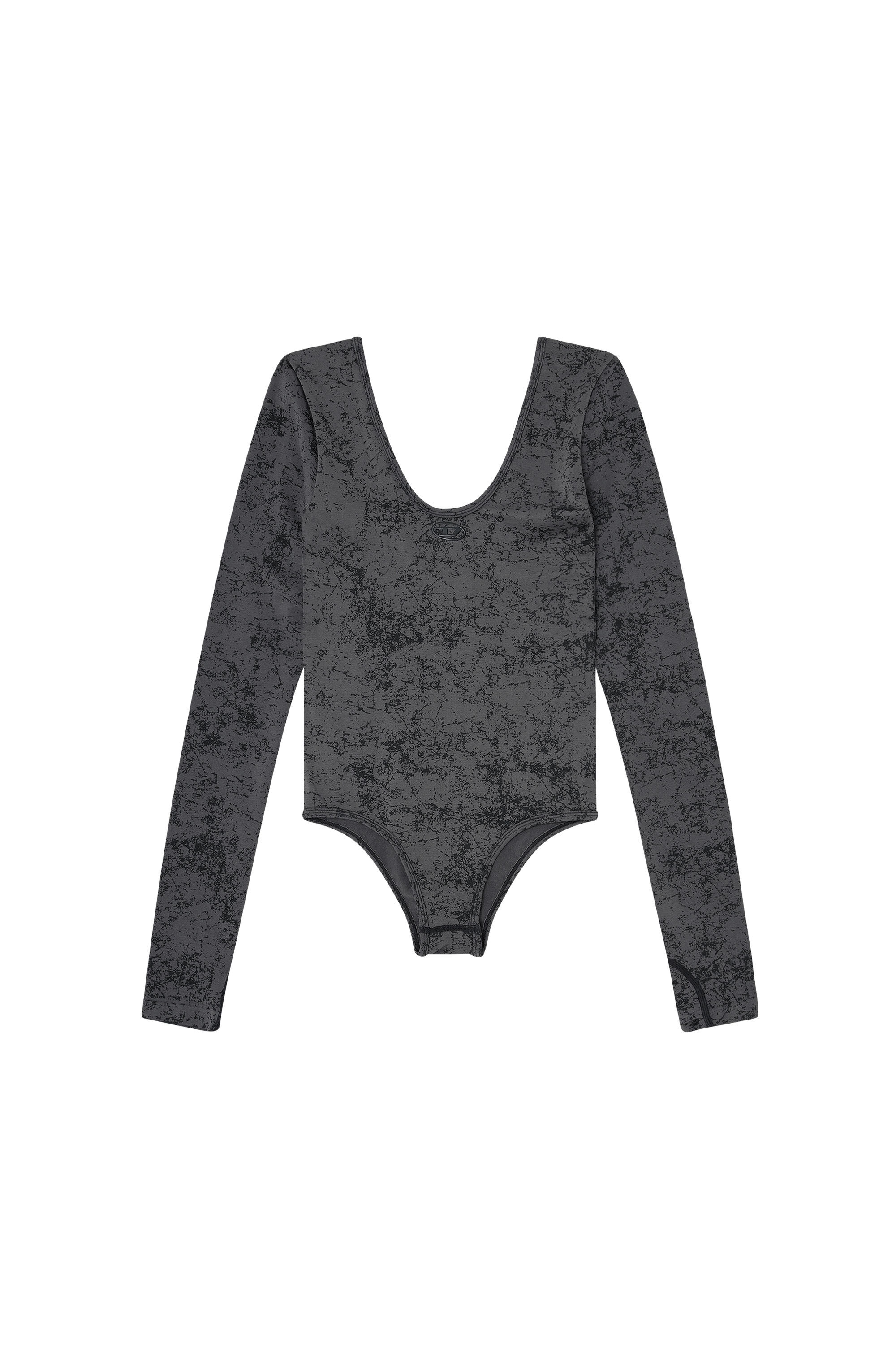 Diesel - IONNA-UTLT, Woman's Open-back bodysuit with utilitarian print in Black - 2
