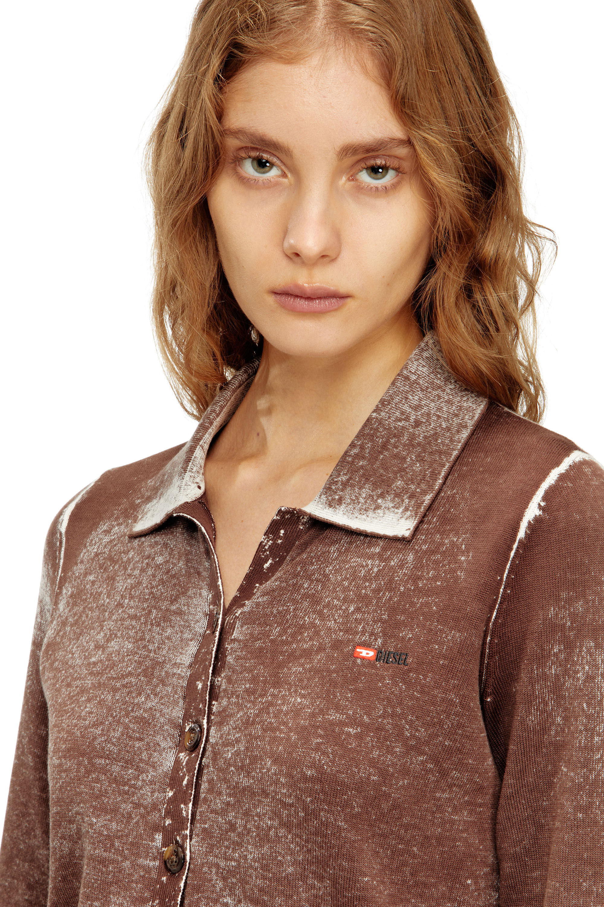 Diesel - M-LOREN, Woman's Cardigan with faded reverse print in Brown - 5