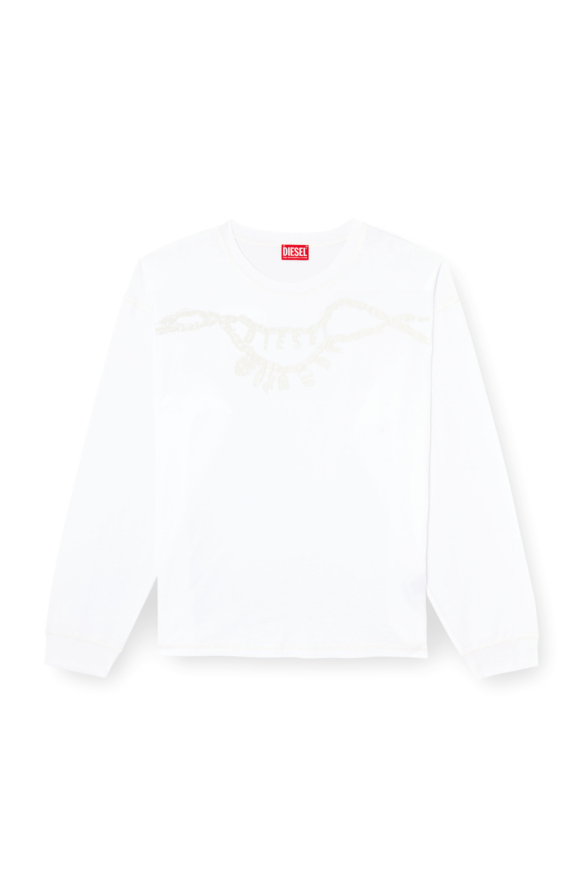 Diesel - T-BOXT-LS-HOSHI, Unisex's Long-sleeve T-shirt with charm necklace print in White - 2
