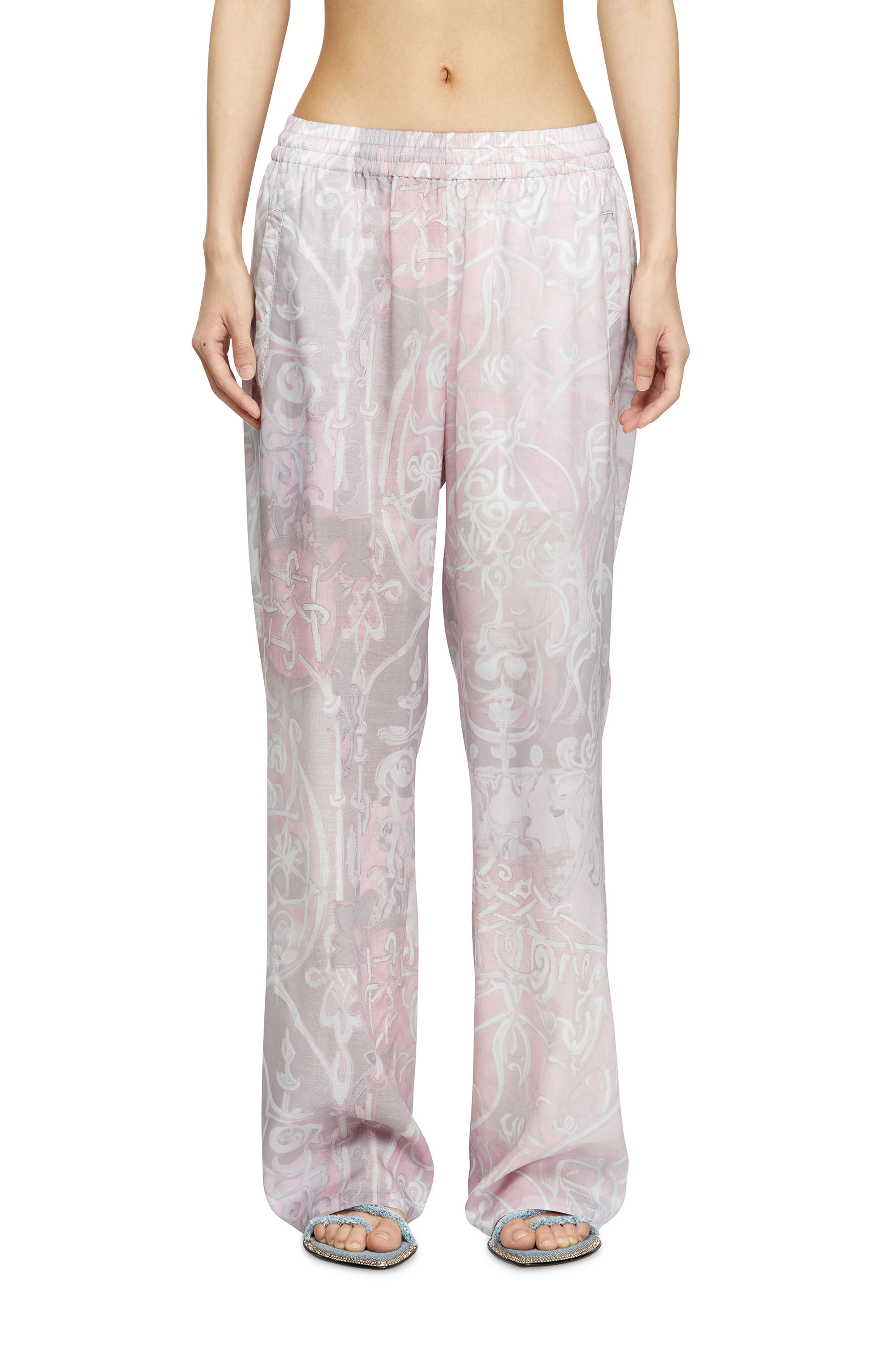 Diesel - P-THECK-A-AJFW, Unisex's Track pants with medieval print in Pink - 5