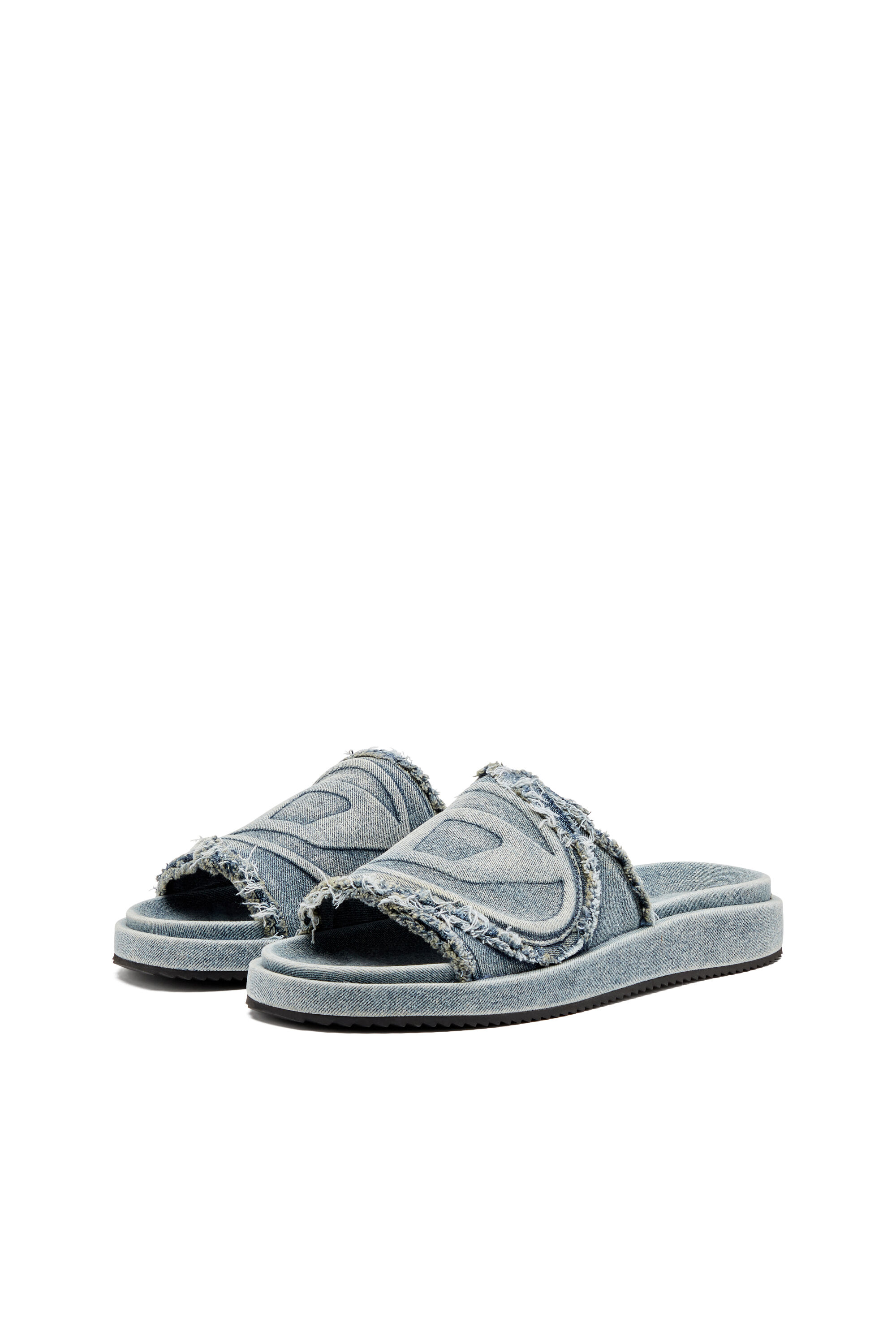 【DIESEL】Sa-Slide D ロゴ フリンジデニム スライド サンダル Diesel Sa-Slide D デニムサンダル | ブルー | FARFETCH JP