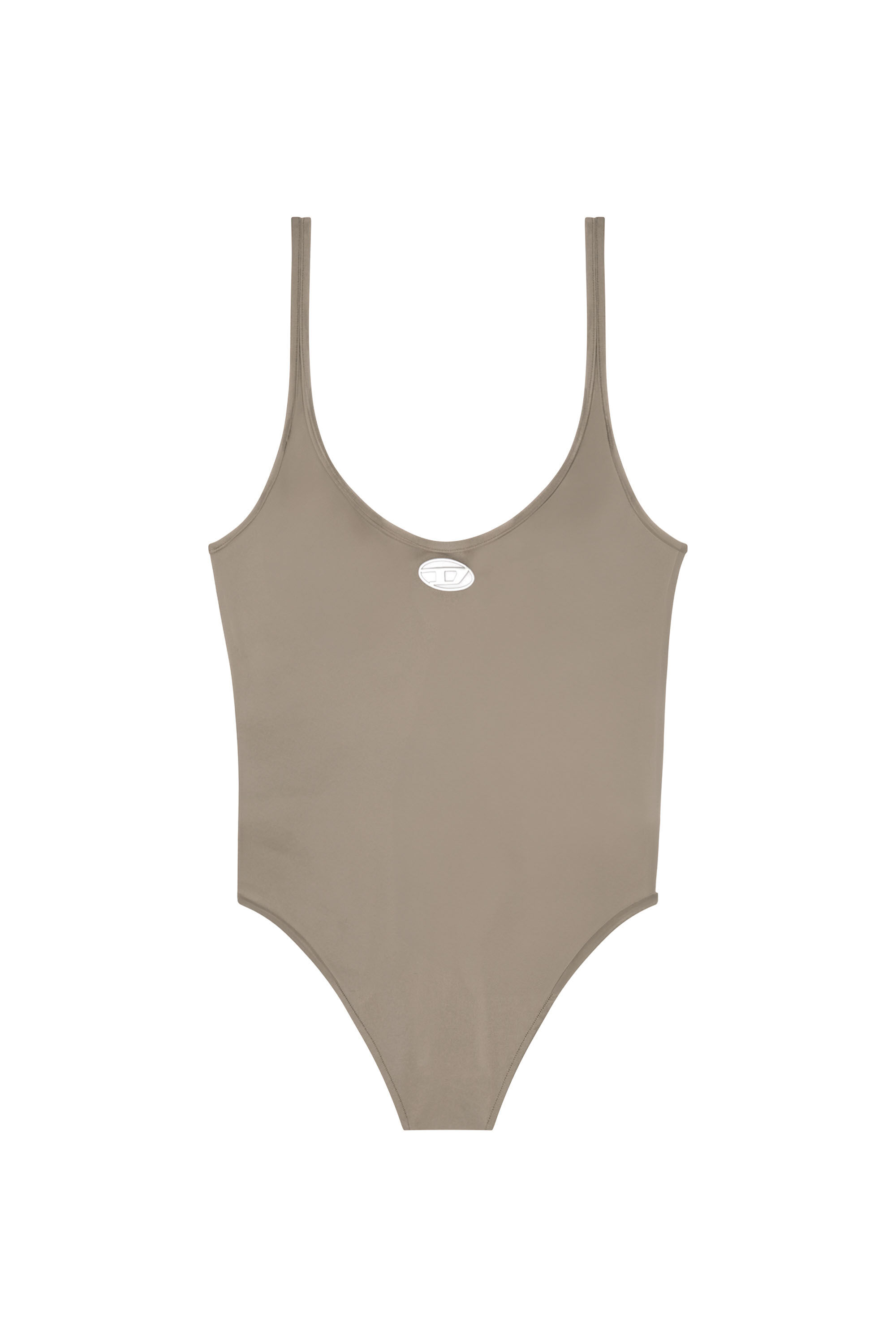 Diesel - MEGAN-UTLT, Woman's Microfibre bodysuit with cut-out logo in Brown - 2
