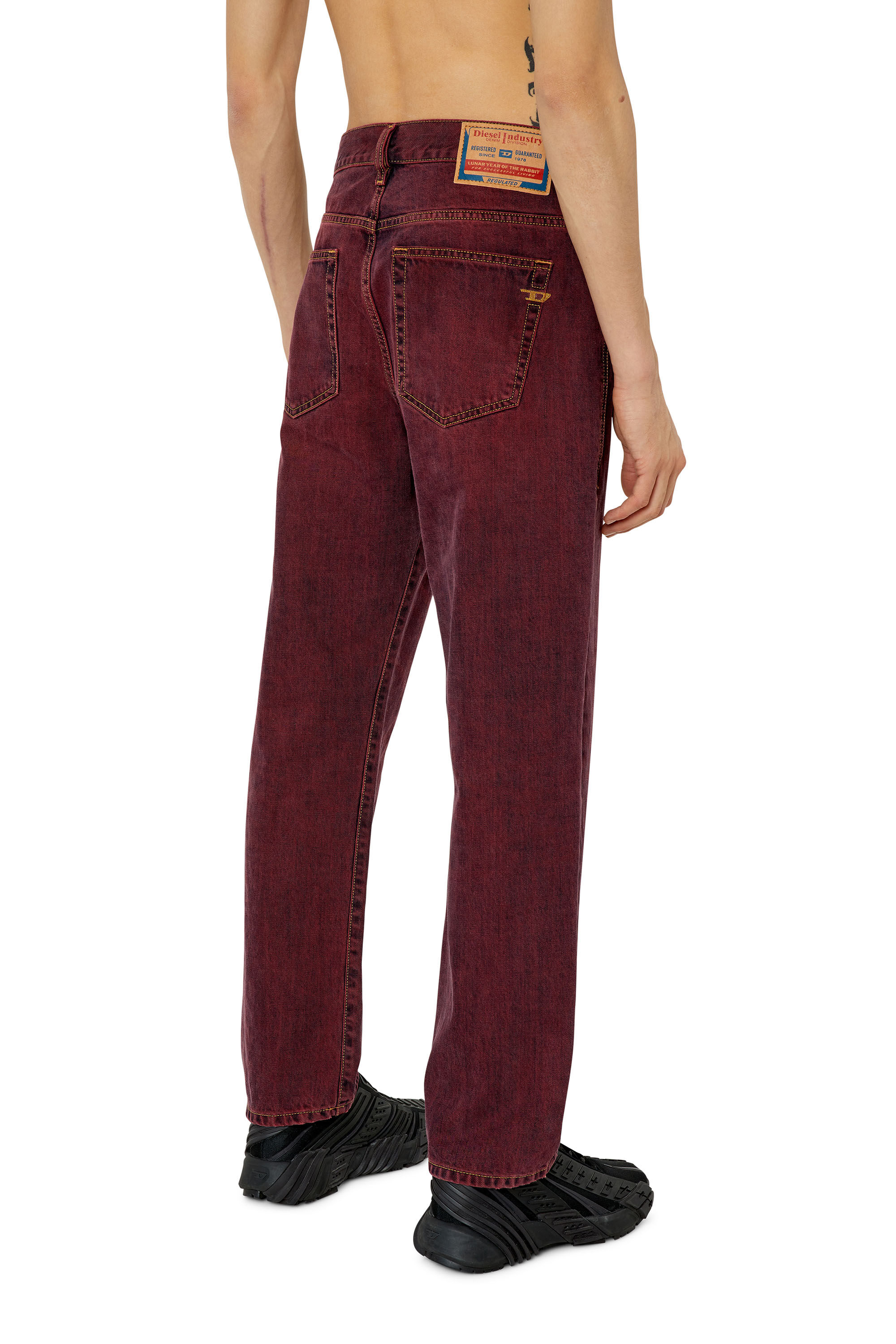 Diesel - 2020 D-Viker 09H01 Straight Jeans, Burgundy - Image 4