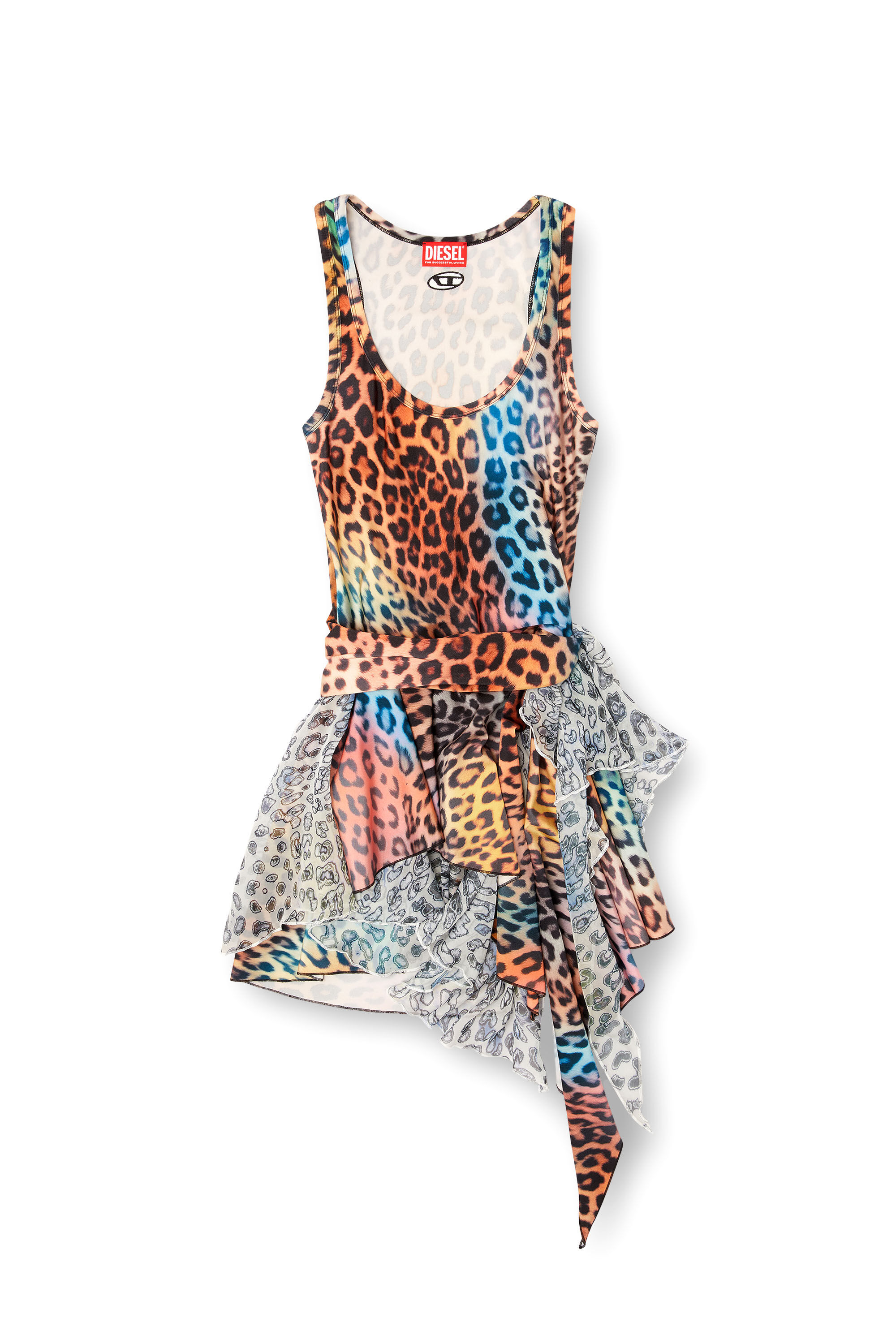 Diesel - D-OPERA-Q1, Woman's Short asymmetric dress with leopard print in null - 2