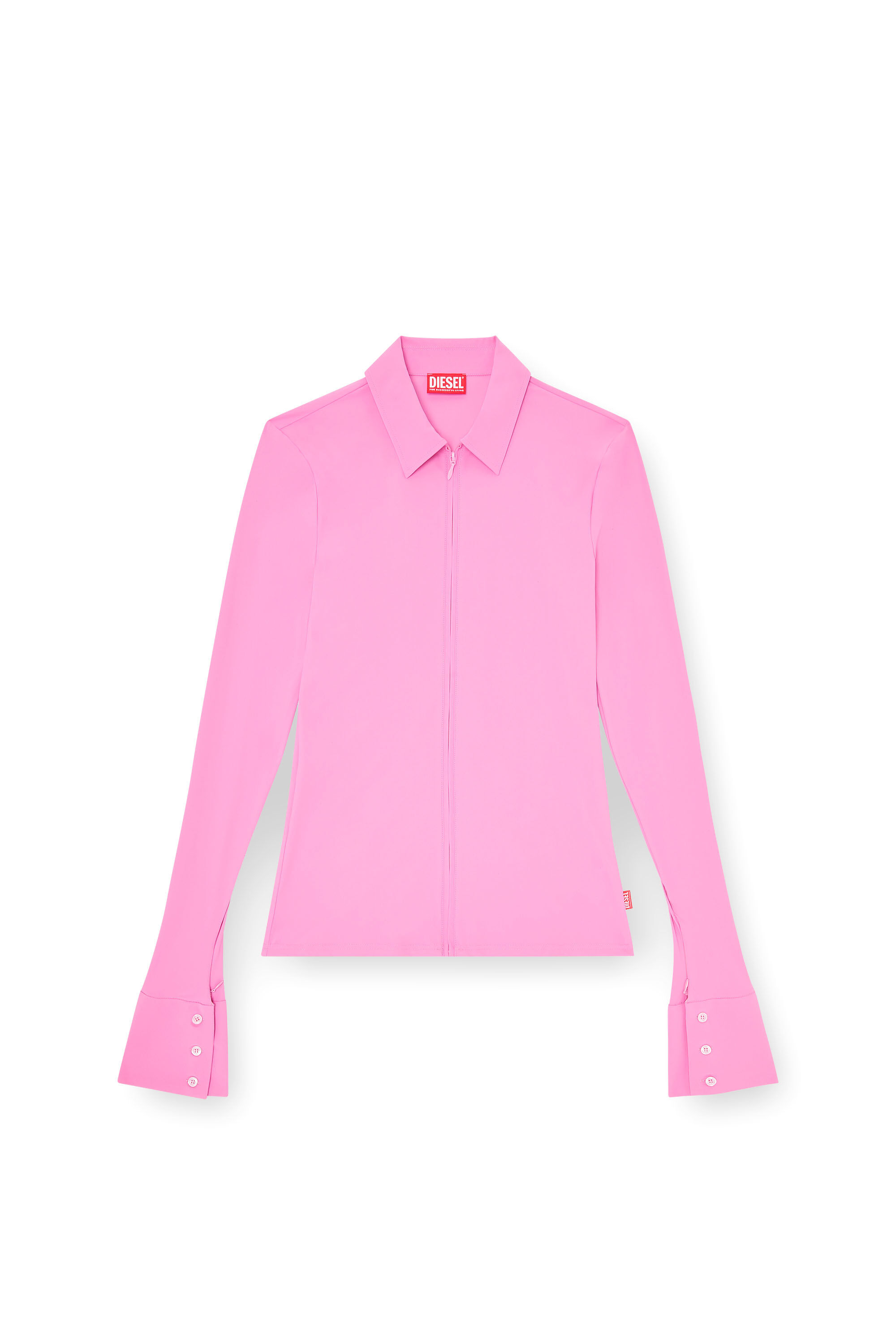 Men's Second-skin zip shirt in Lycra | Pink | Diesel