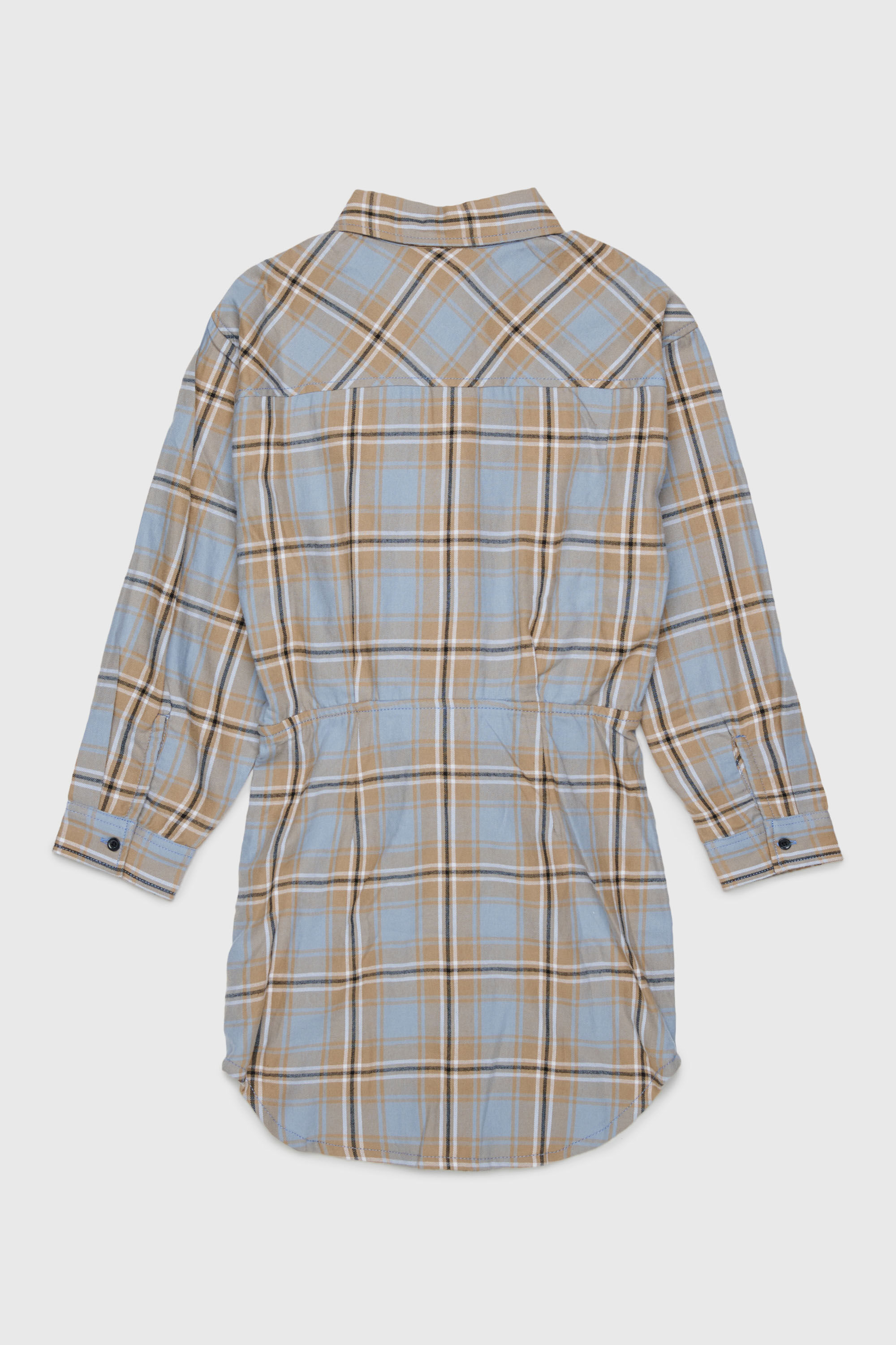 Diesel - DESUSANIS, Woman's Check-cotton shirt dress with tie-knot waist in Blue/Orange - 2