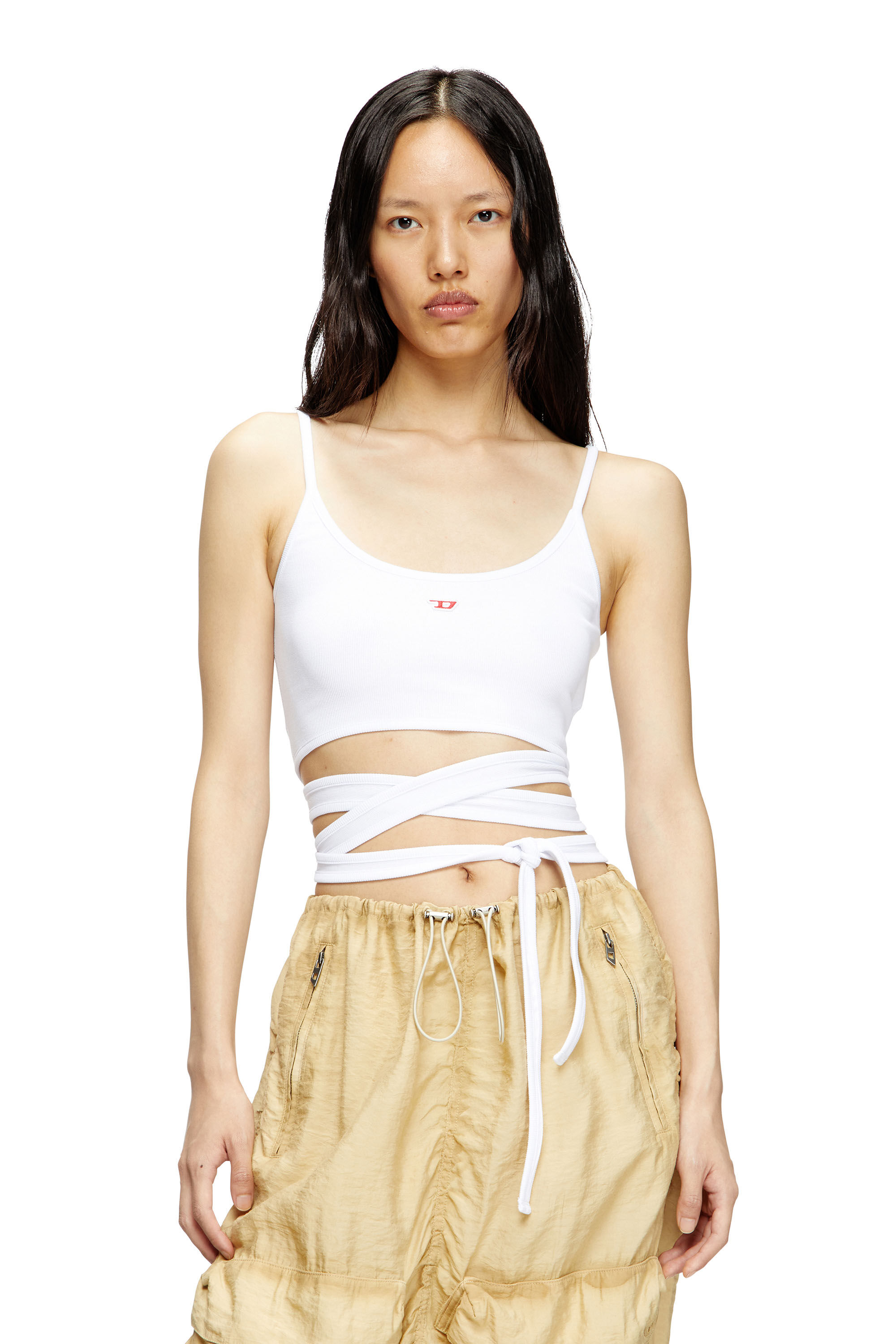 Diesel - T-LEYA-TAIL, Woman's Vest top with wrap ties in White - 3