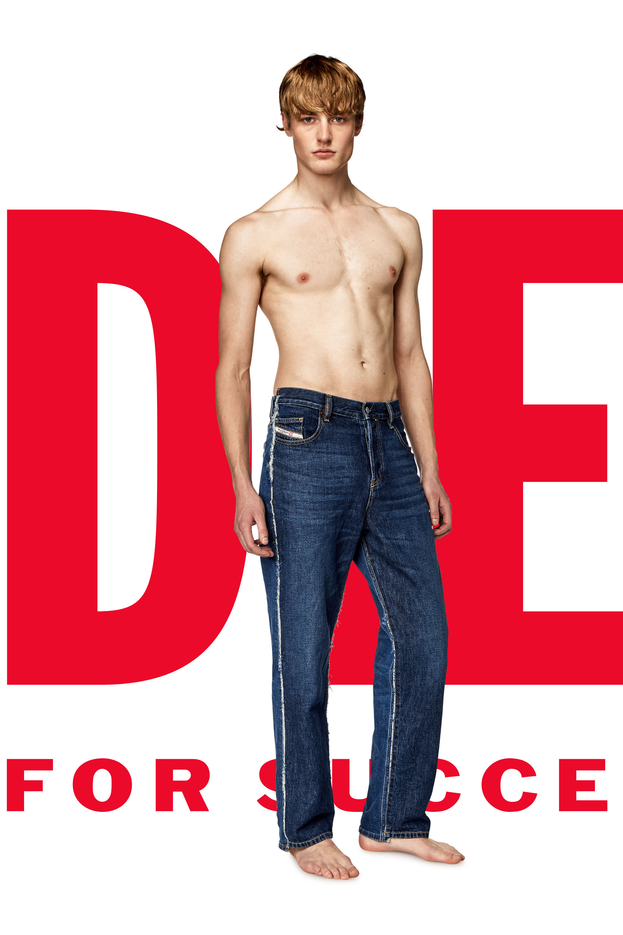 Diesel - Unisex Straight Jeans Dieseloves 03 09K47, Medium blue - Image 1