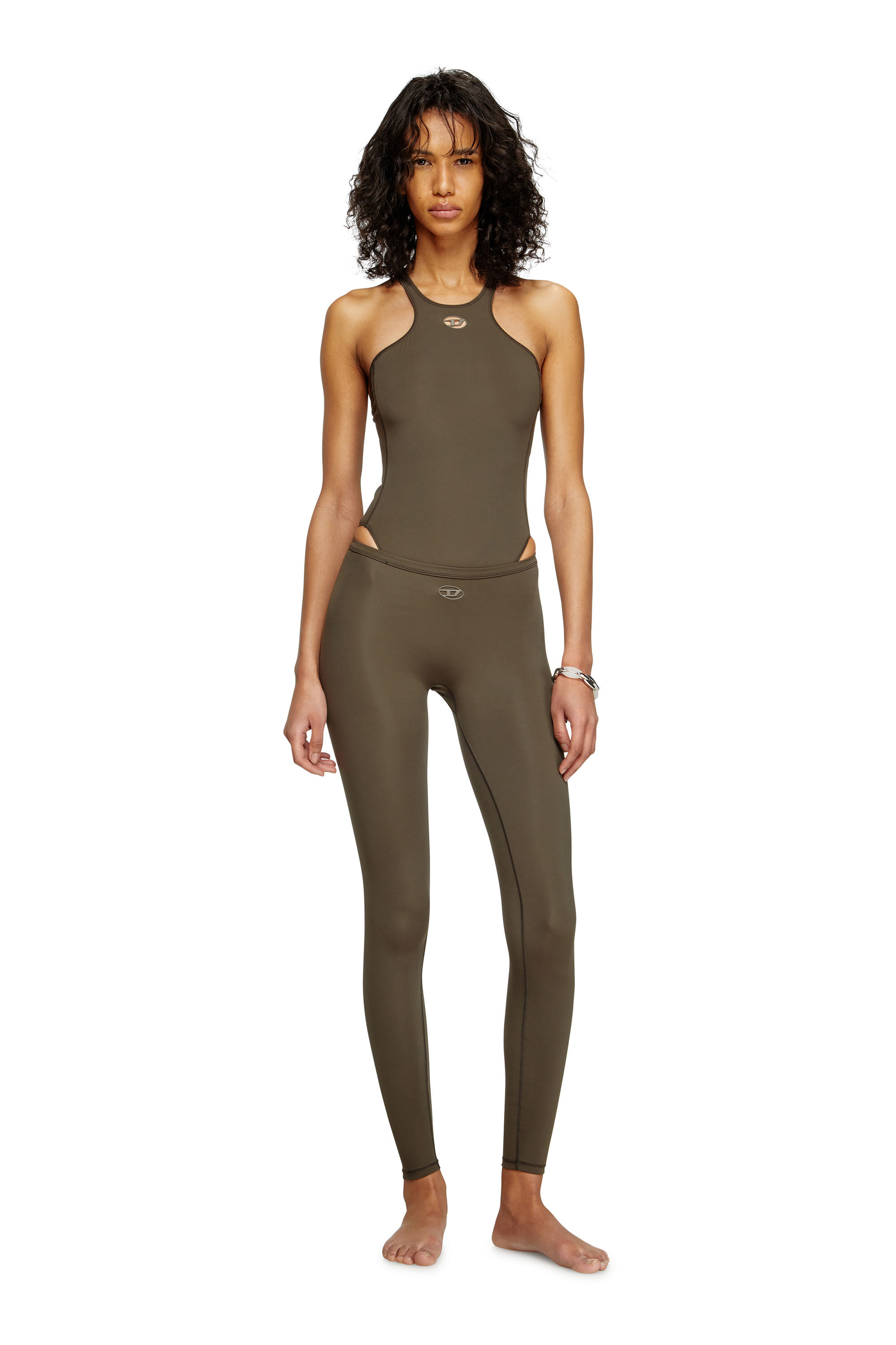 Diesel - MINA-UTLT, Woman's Stretch Nylon leggings in Brown - 1