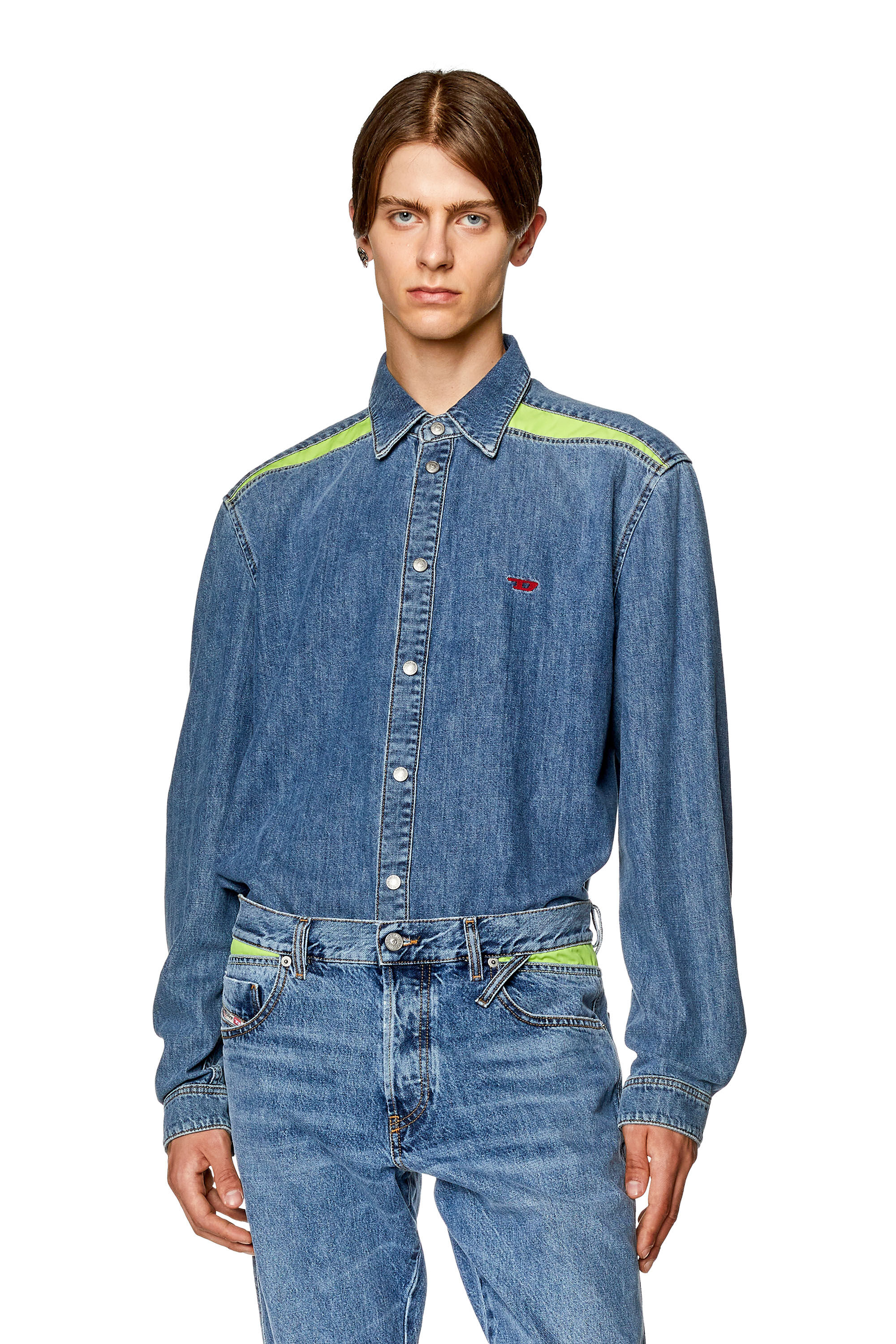 Men's Shirt in denim with contrast details | D-SIMPLY-RS-S Diesel