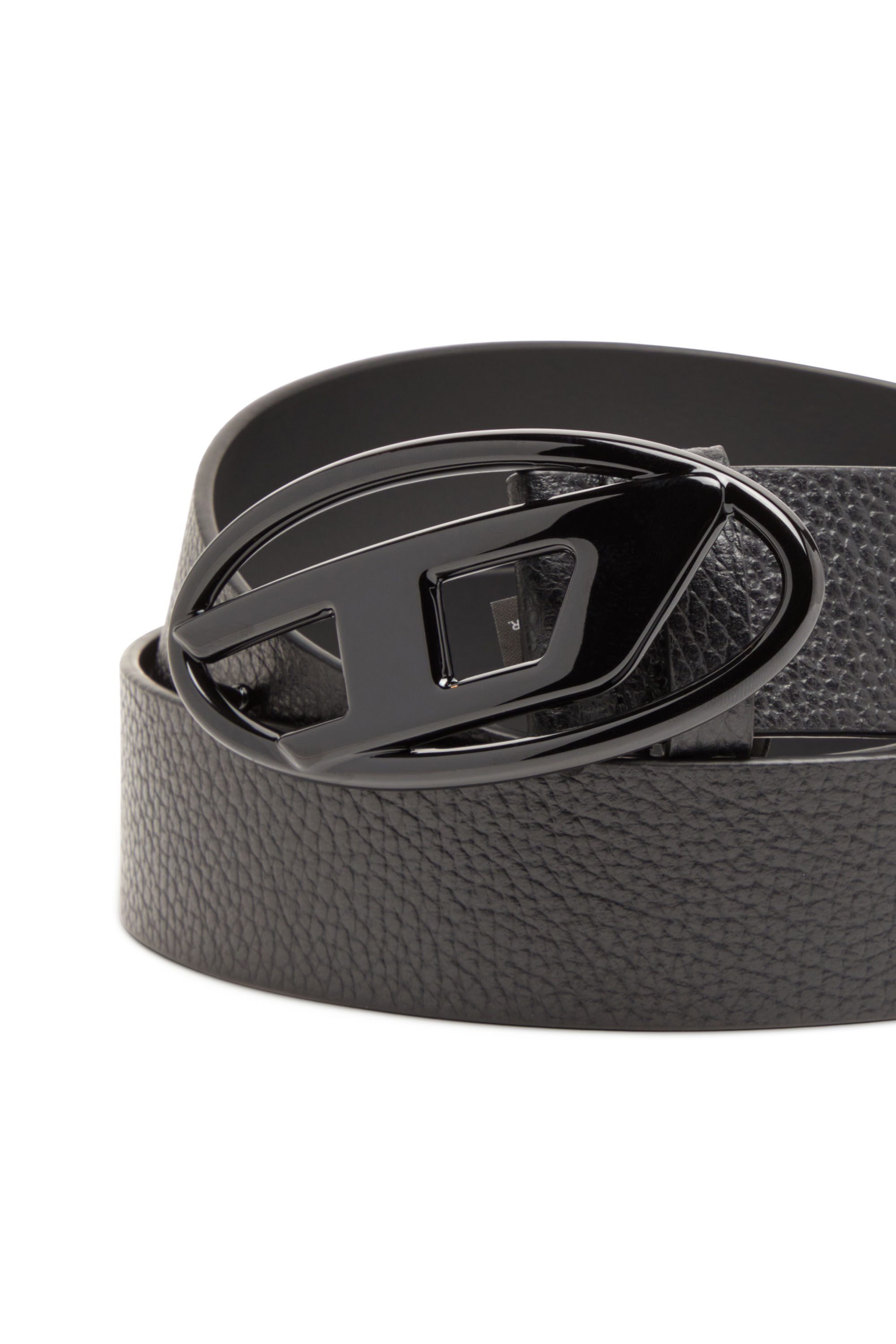 Women's 4cm leather belt with matte Oval D buckle | Black | Diesel