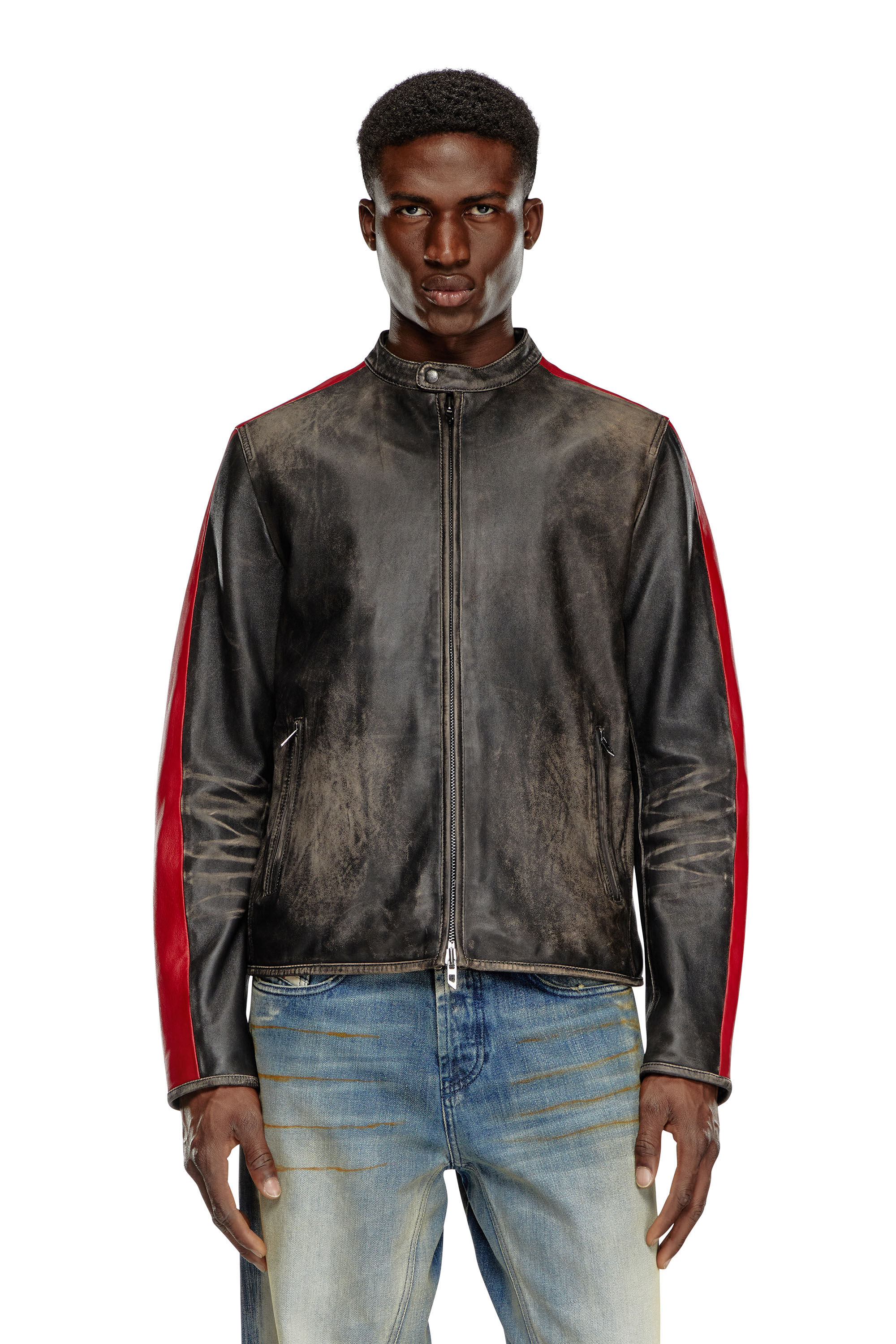 素敵な Men's Multicolor | stripes contrasting with jacket Leather ギター