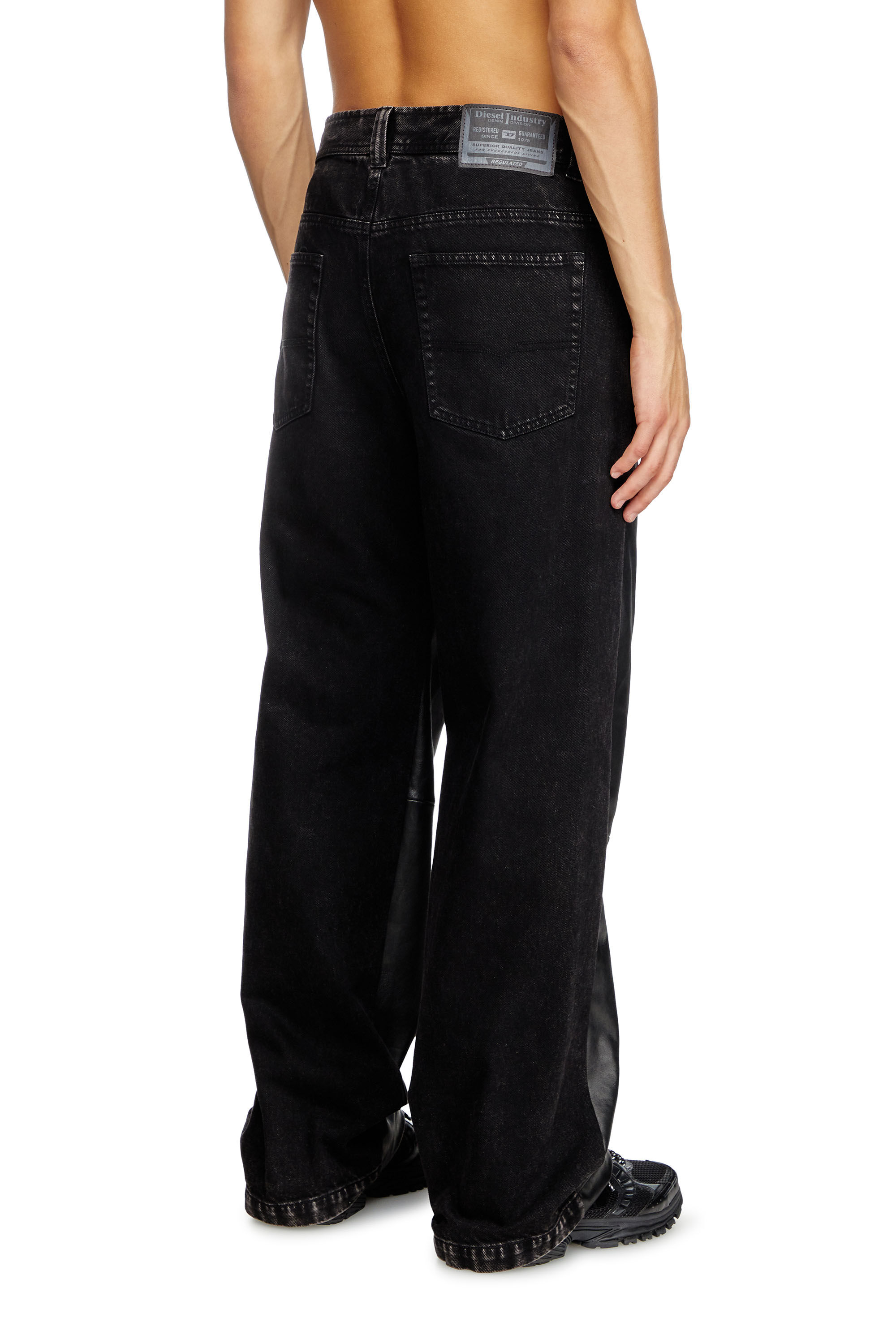 Men's Hybrid denim and leather pants | Black | Diesel
