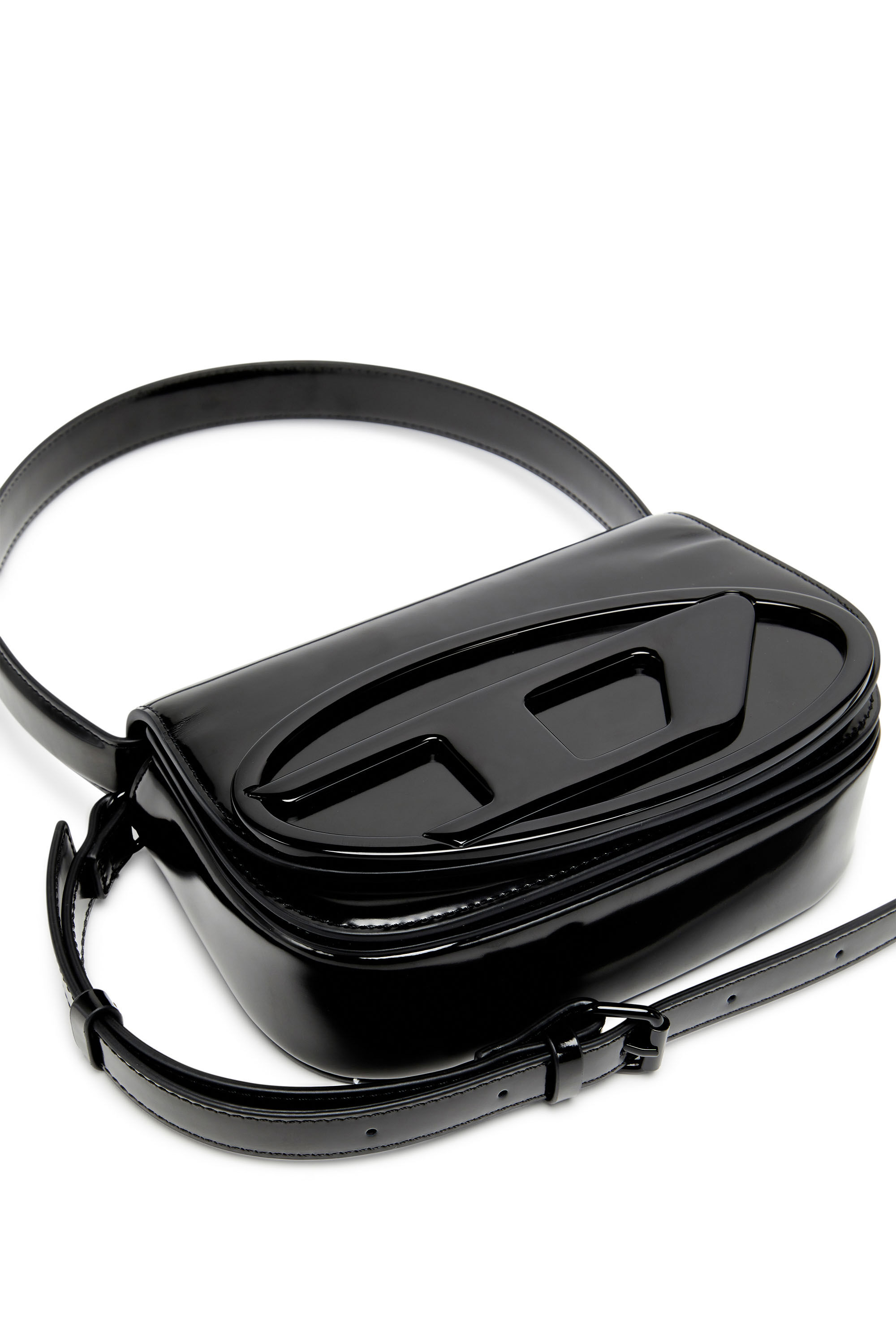 Women's 1DR-Iconic shoulder bag in mirrored leather | Black