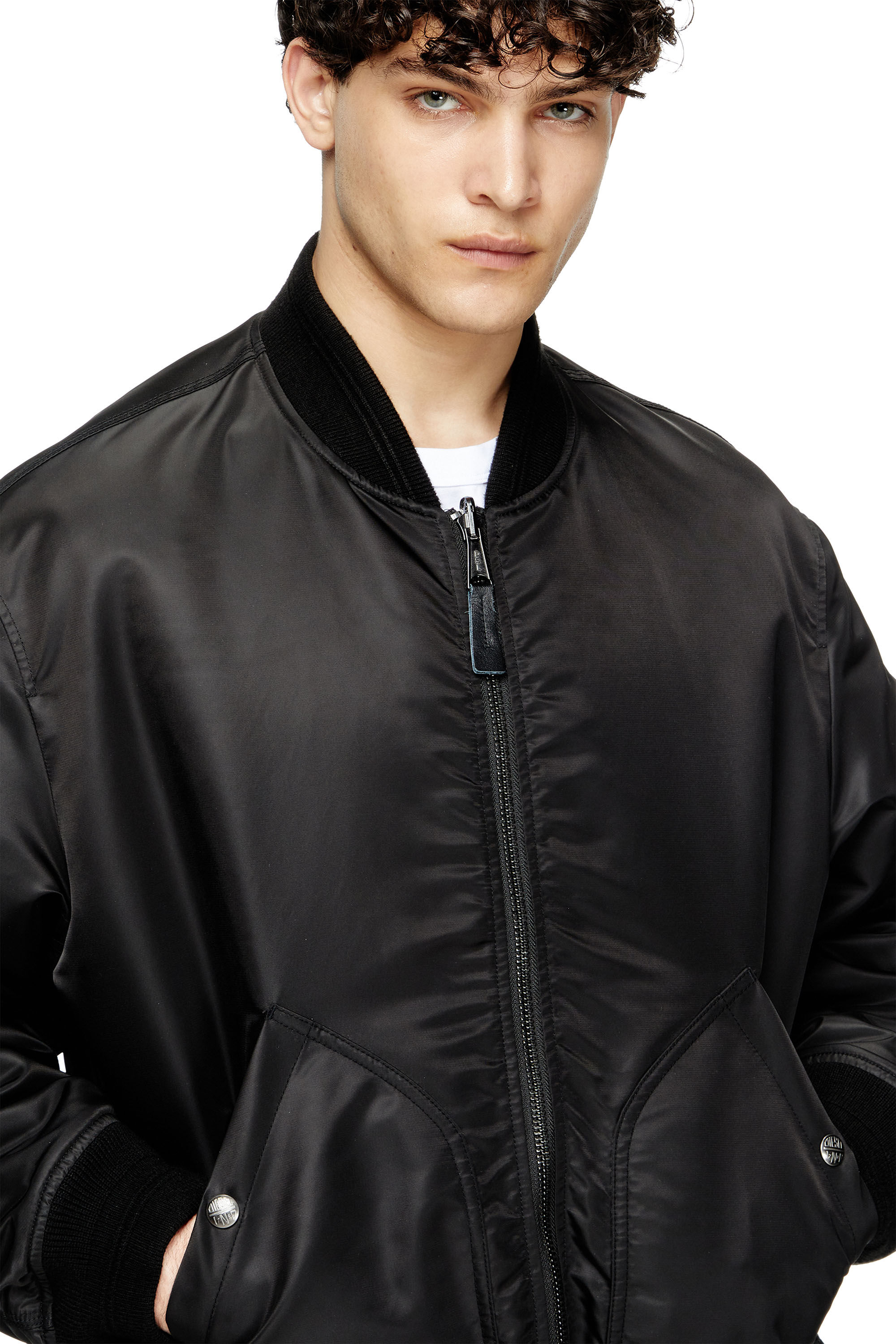 Men's Bomber jacket in padded nylon with Oval D | Black | Diesel