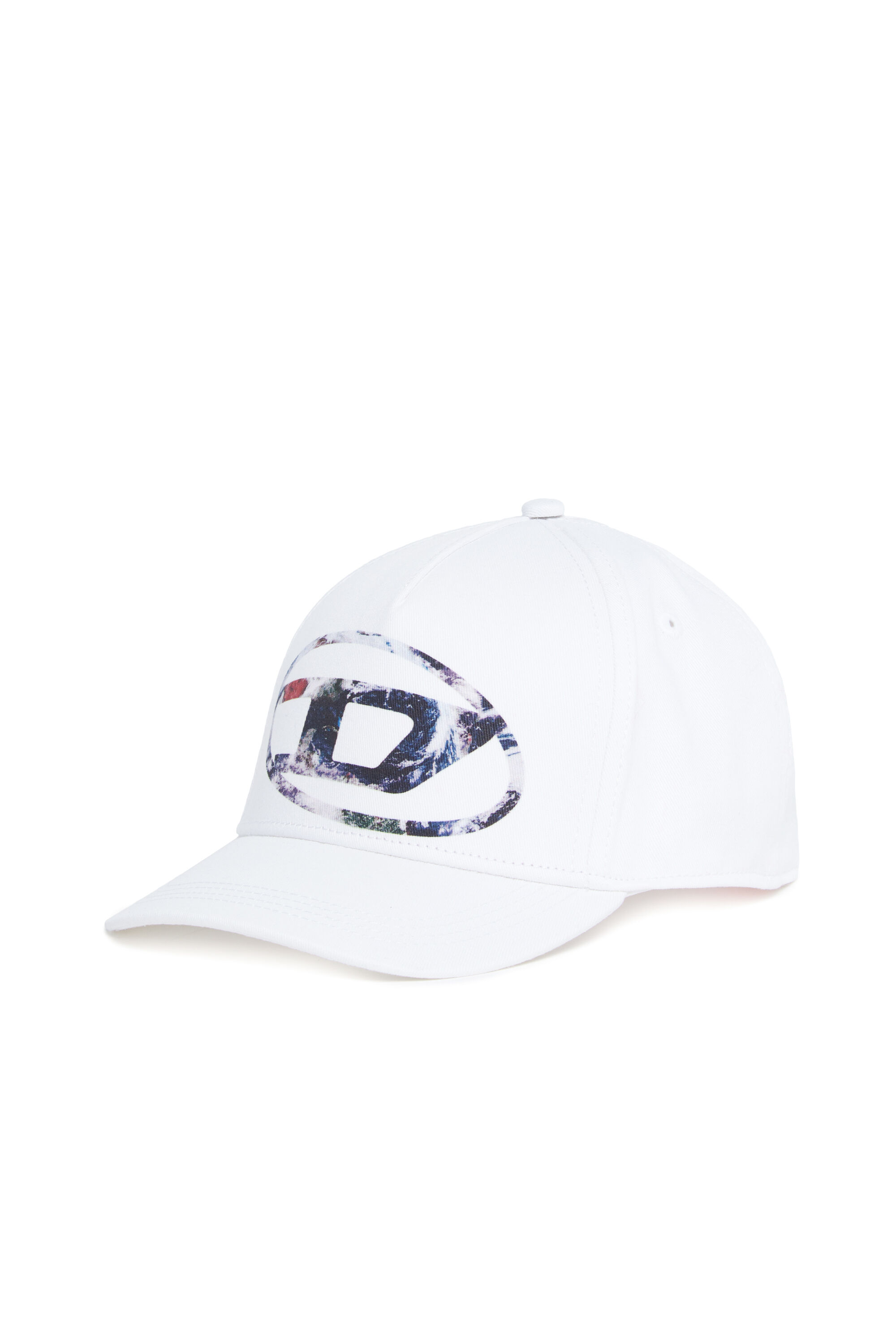 Diesel - FZERIL, Unisex's Baseball cap with Earth-print Oval D logo in White - 1
