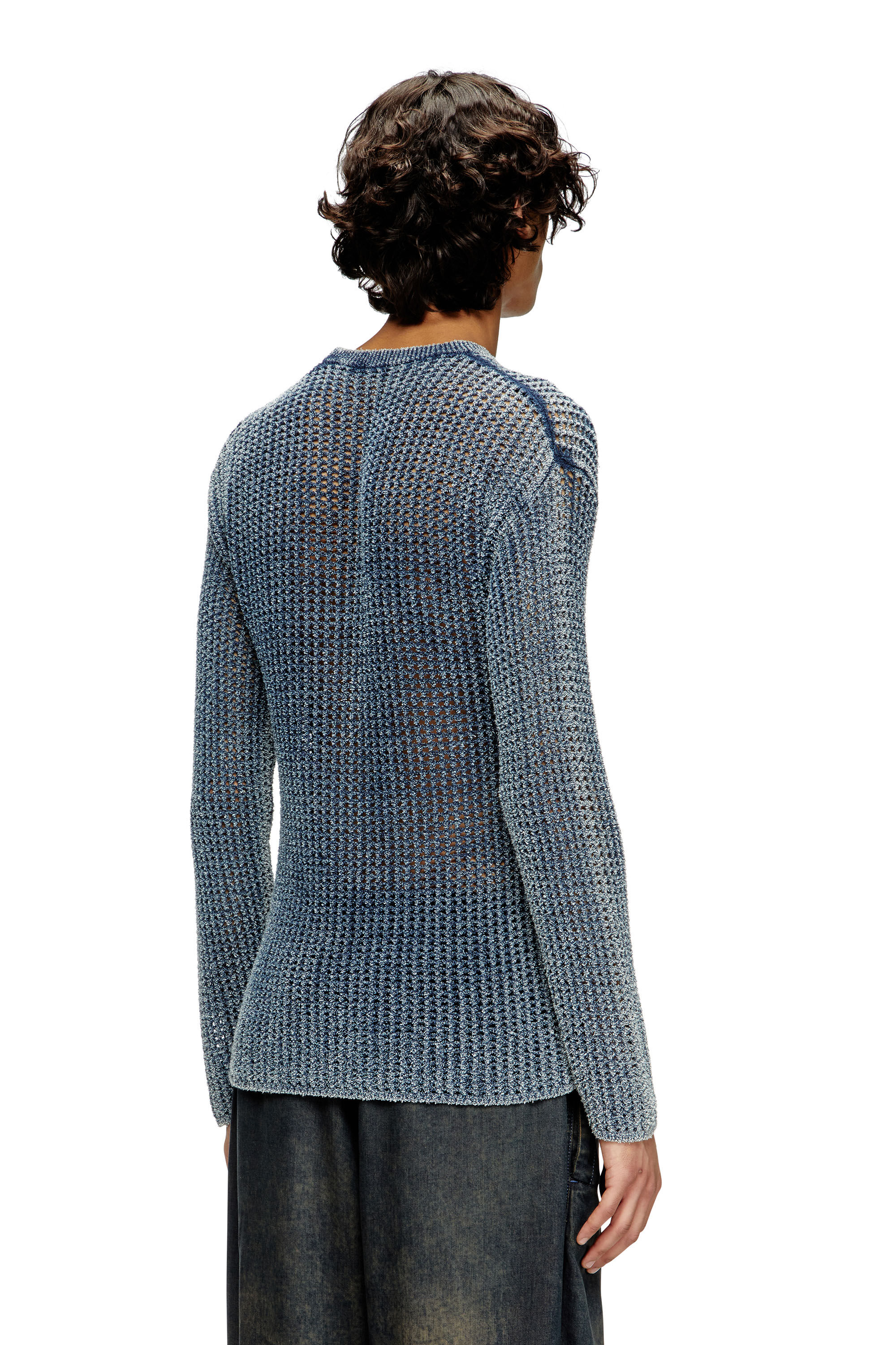 Men's Mesh-knit jumper in denim yarn | Blue | Diesel