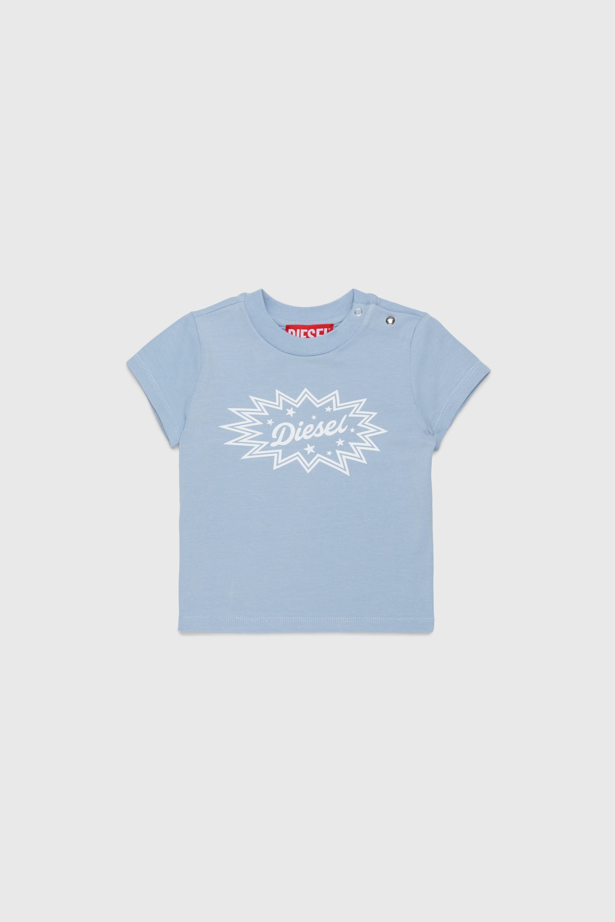 Diesel - TFUMCB, Woman's Stretch-cotton T-shirt with starburst logo print in Light Blue - 1