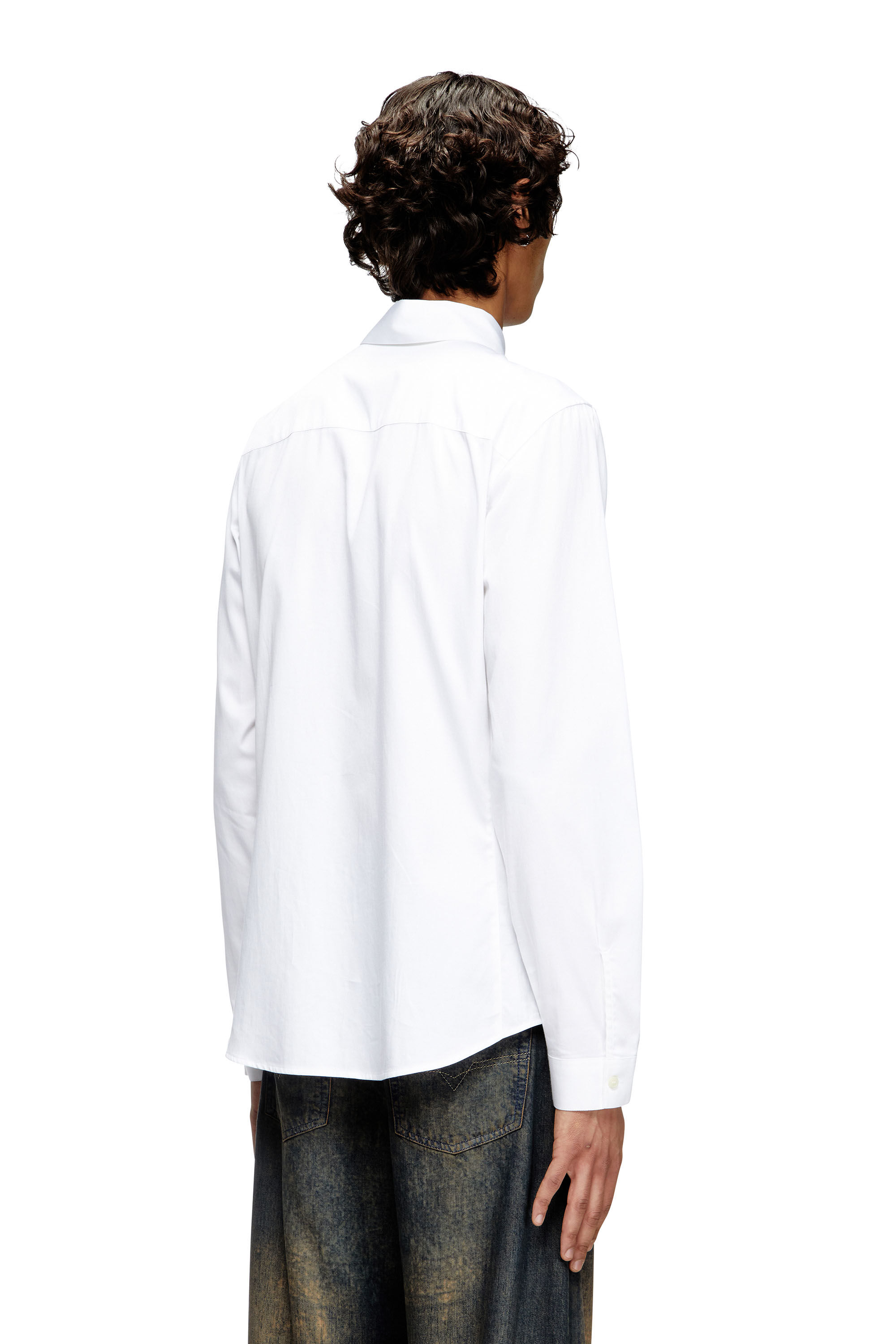Diesel - S-FITTY-QFAV, Man's Shirt with embroidered Oval D in White - 4