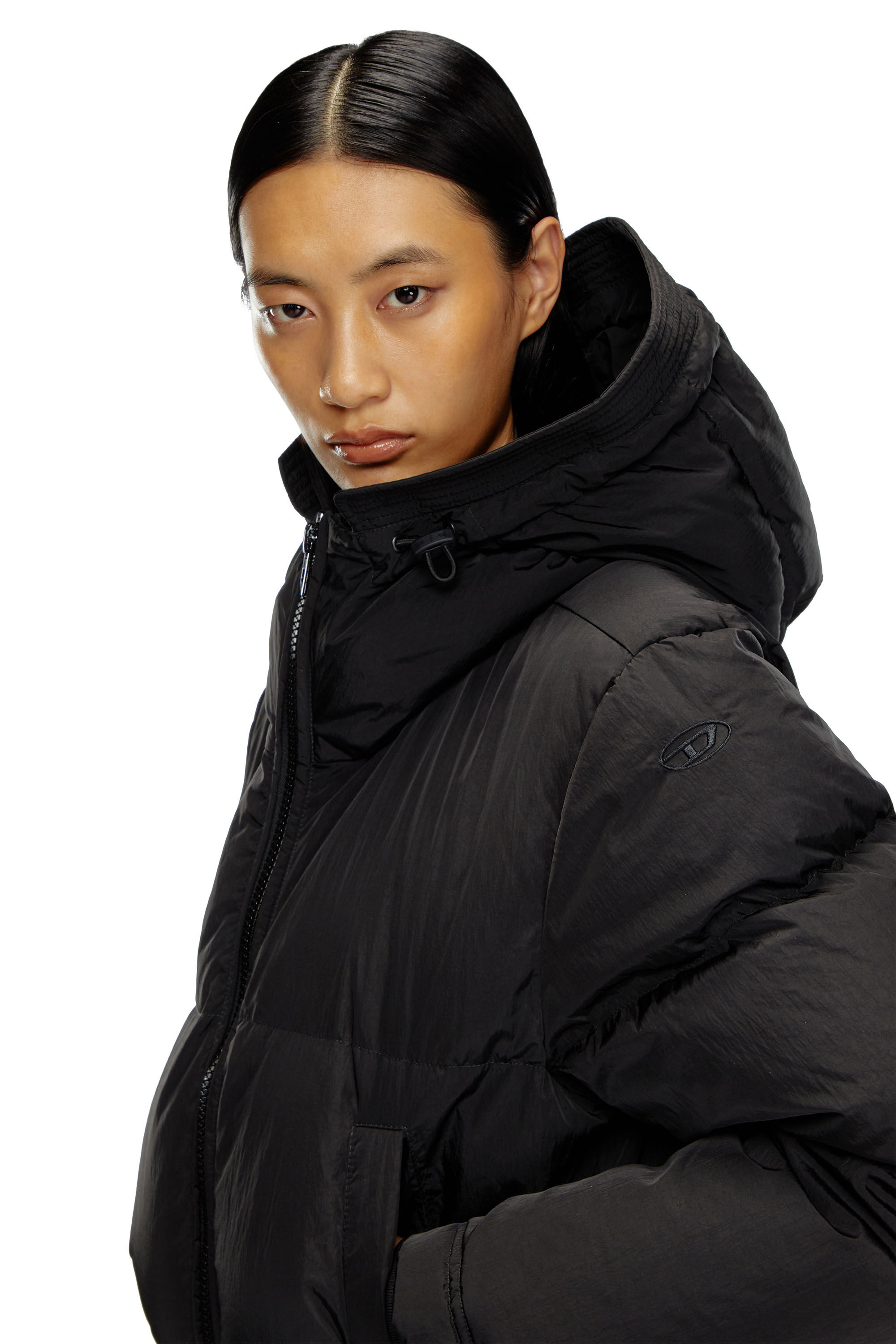 早い者勝ち!!! DIESEL ◆ダウンジャケット｜W-Peyt-Short-New-P1 W-PEYT-SHORT-NEW-P1 Hooded down jacket in crinkled nylon