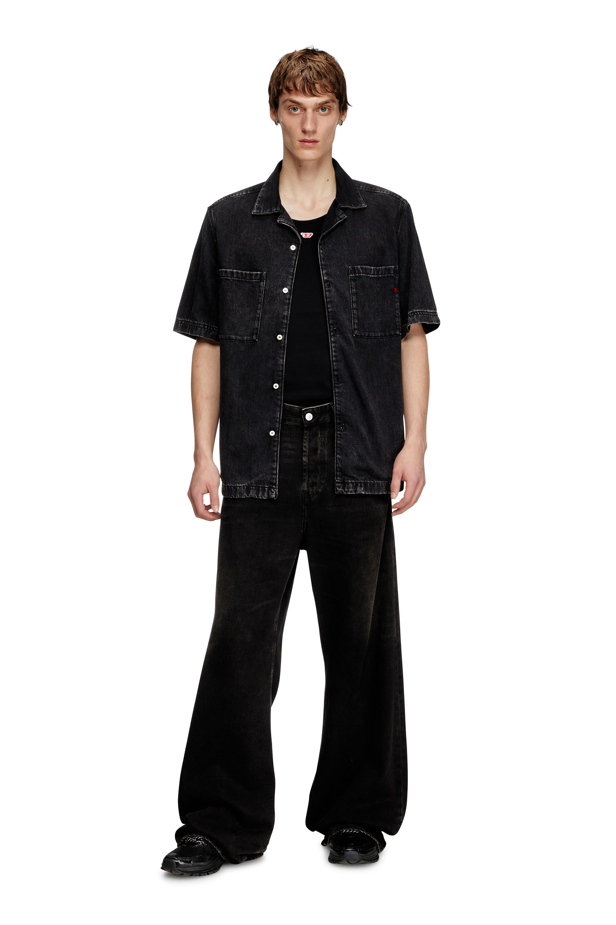 Men's Bowling shirt in Tencel denim | Black | Diesel Men's Bowling shirt in Tencel denim | Black | Diesel
