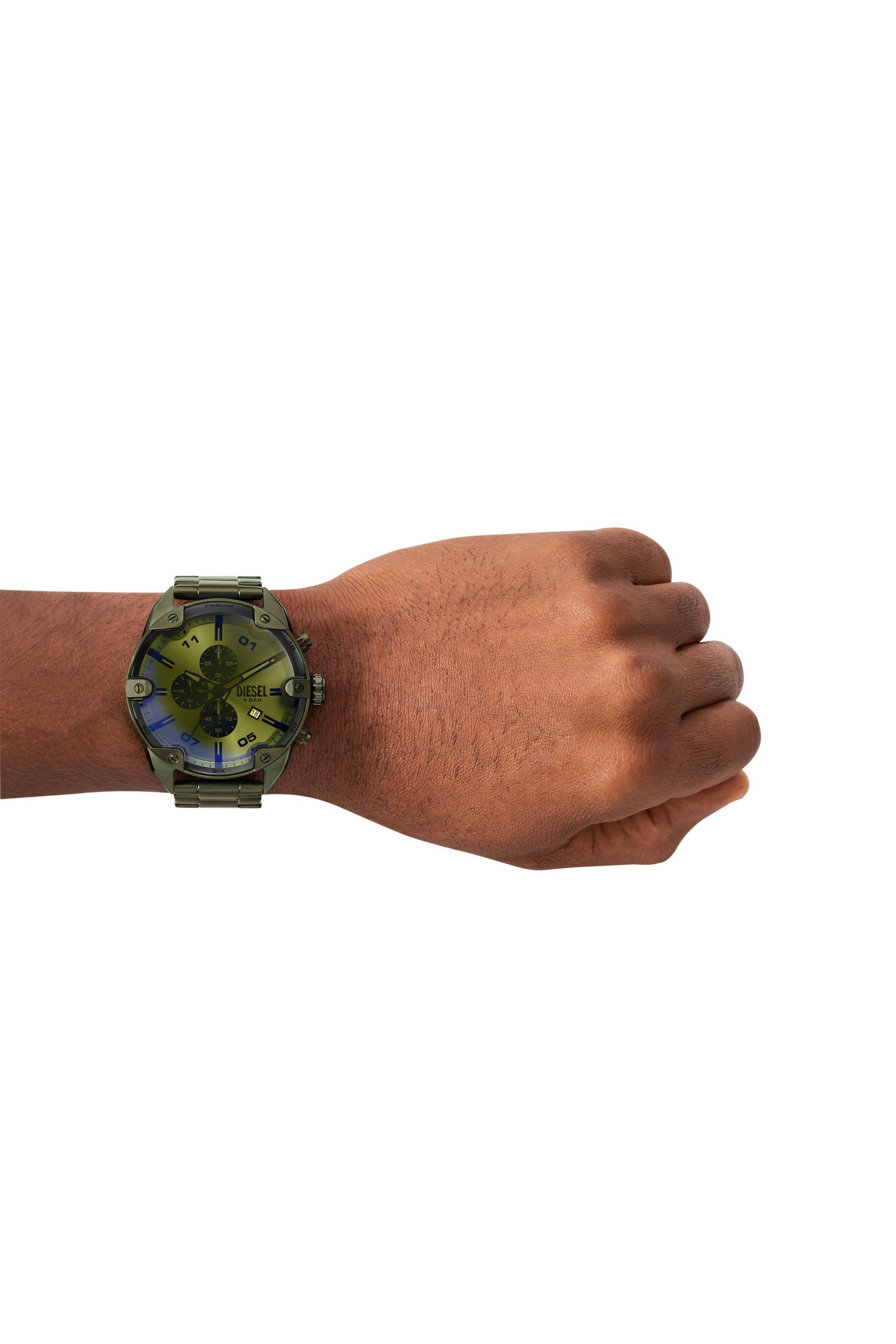 Men s Spiked Green Stainless Steel Watch Green Diesel