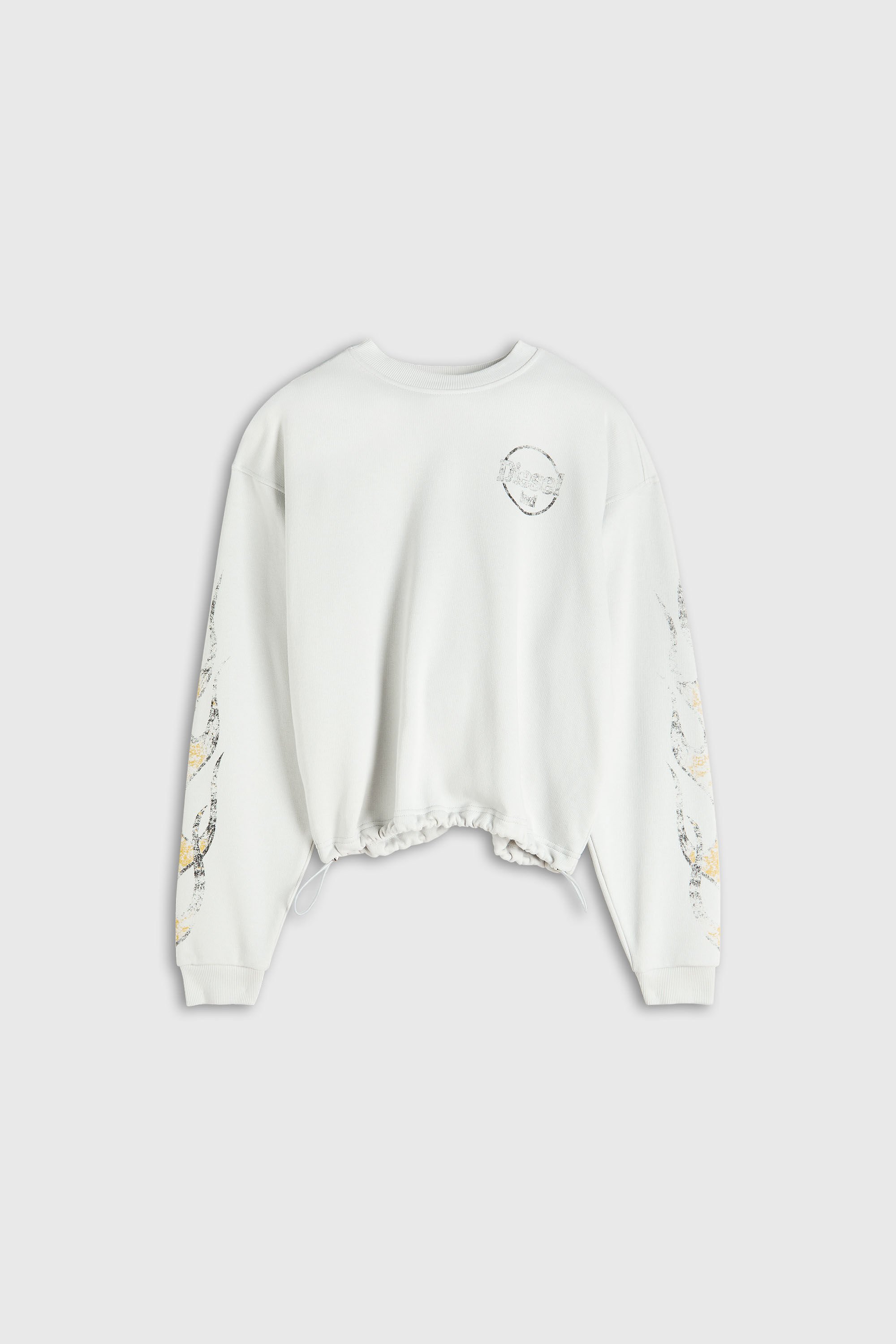 Diesel - F-CREWY-B3, Woman's Drawstring-hem sweatshirt with crack print in White - 2