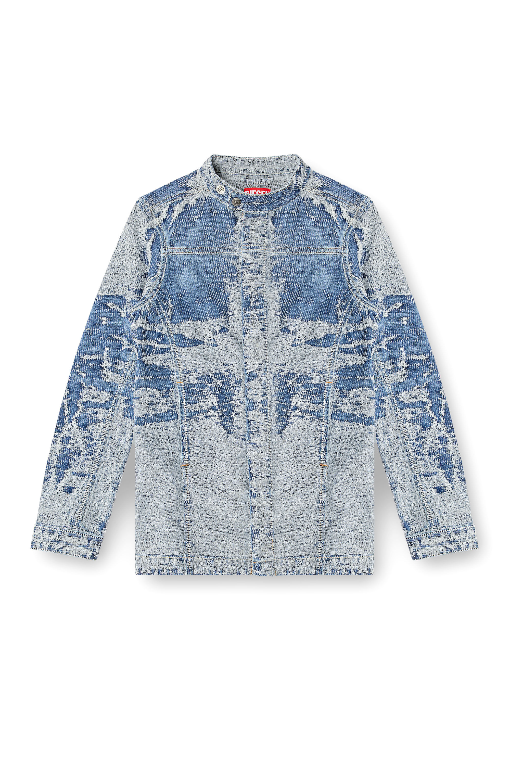 Diesel - DE-MOR-S1, Woman's Jacket in distressed jacquard denim in Medium blue - 2