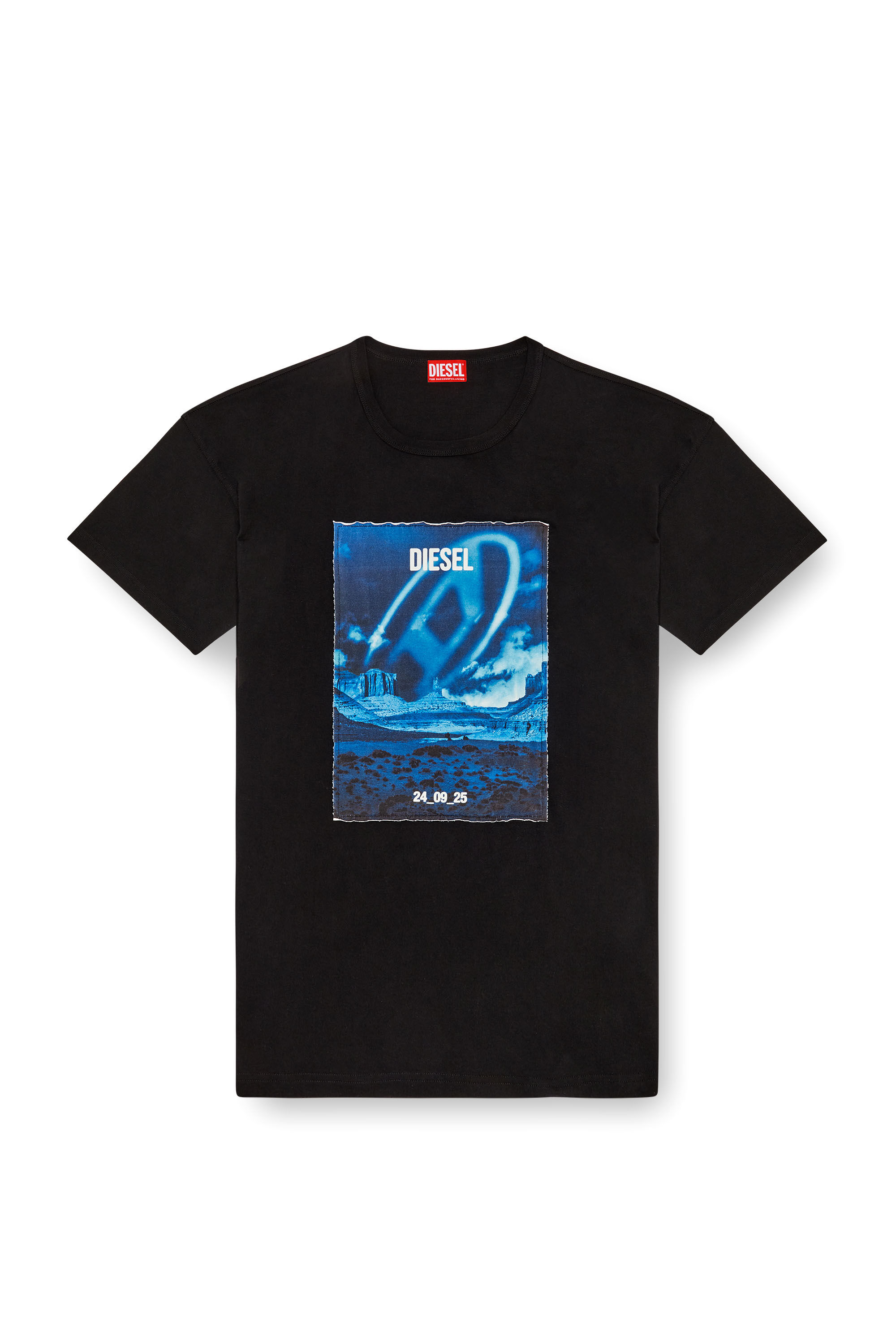 Diesel - T-BOXT-Q16, Man's Long-sleeve T-shirt with printed patch in Black - 2