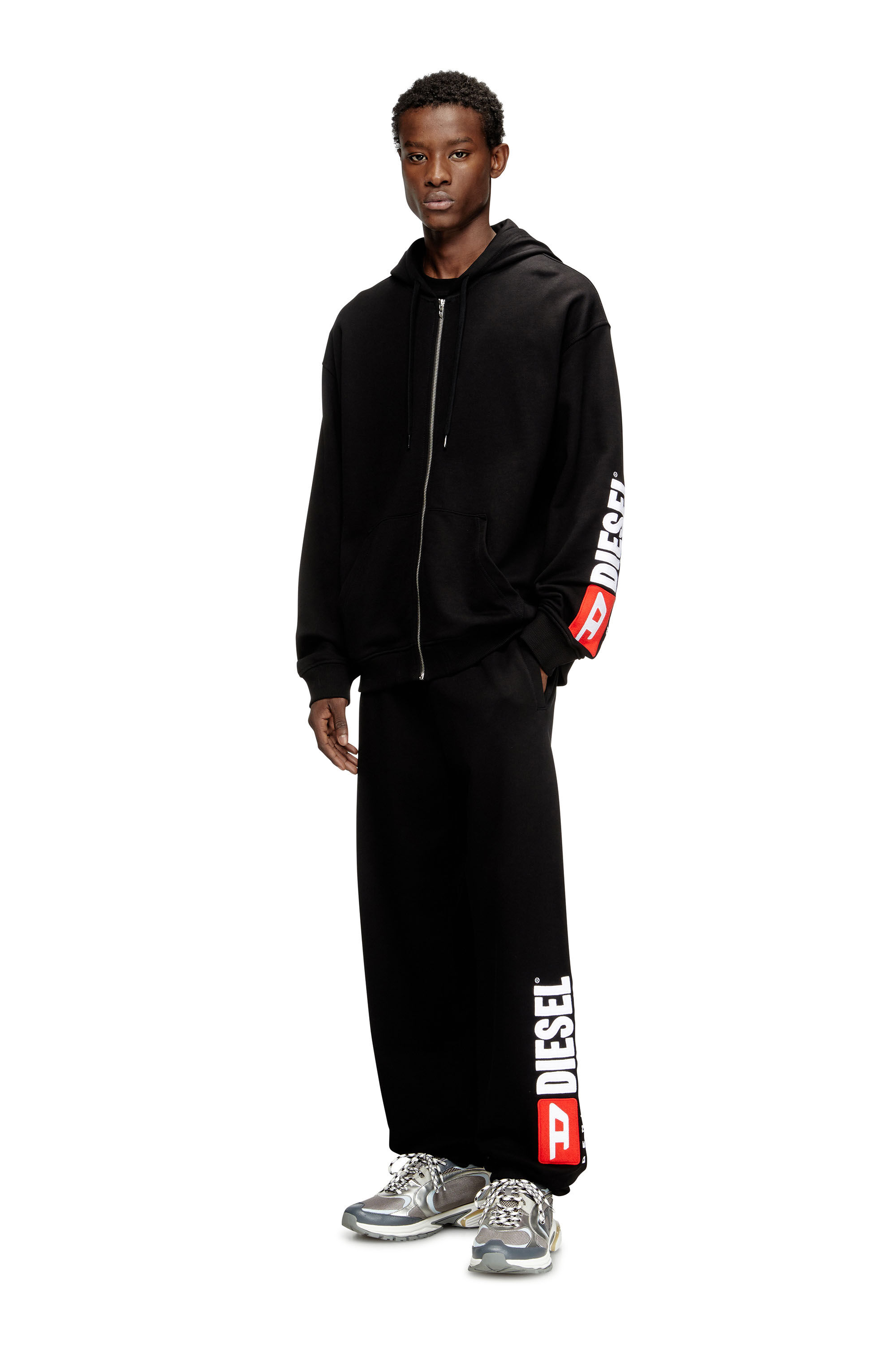トップス DIESEL long logo hoodie archive Diesel Logo-print cotton hoodie - Black - Men|A037440HERE96B